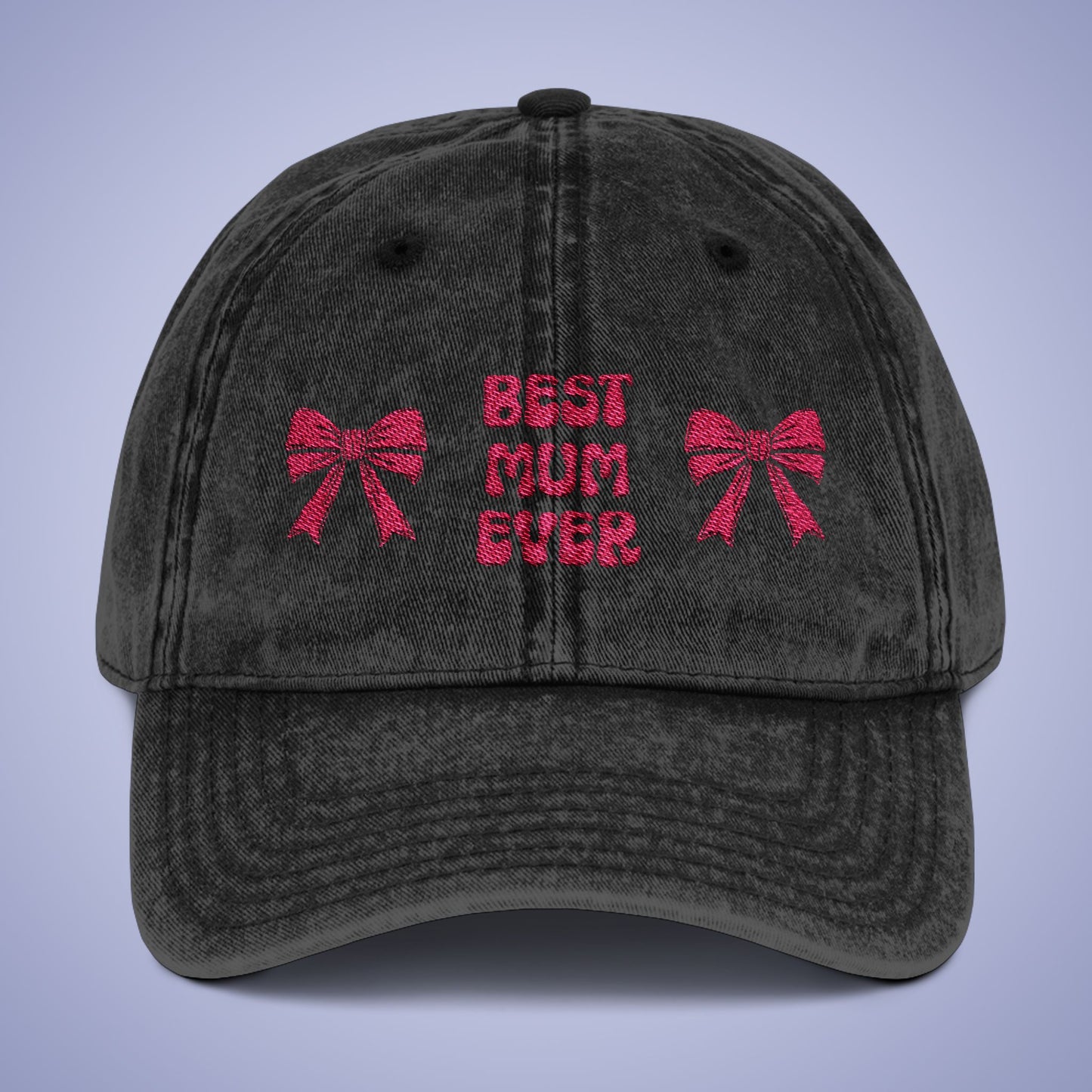 Vintage Best Mum Ever Cap Mothers Day Pink Embroidered Hat