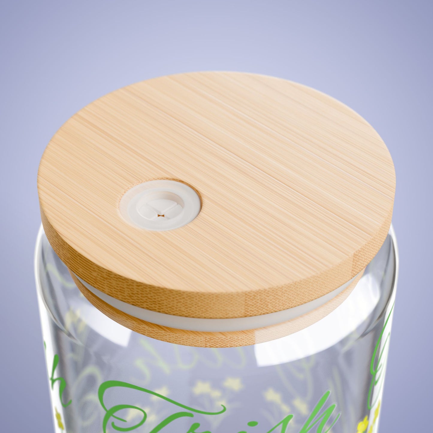 March Birthday Daffodil Floral Personalized Sipper Glass Bamboo Lid
