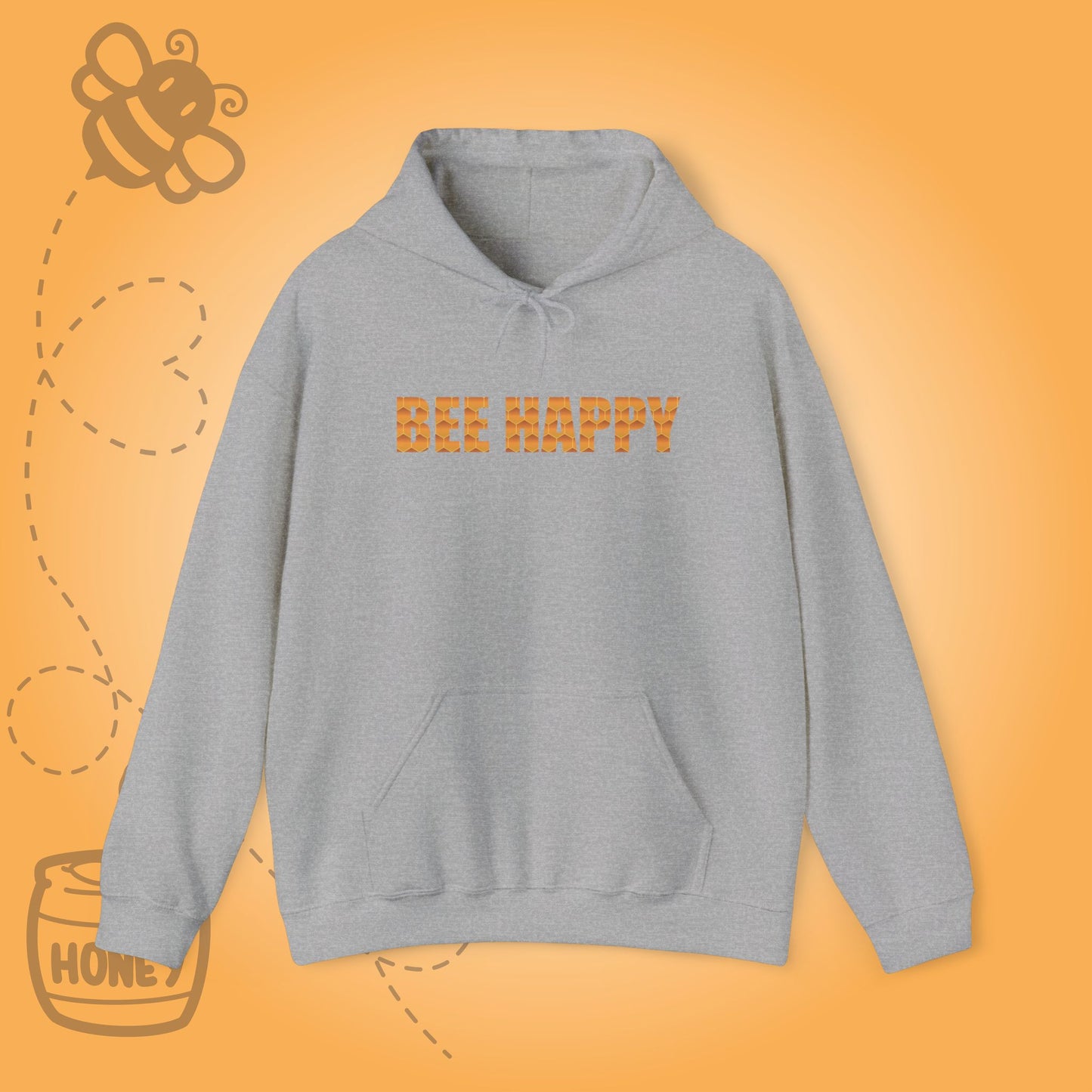 Bee Happy Sweet As Honey Honeycomb Word Art Design Hoodie Sweatshirt