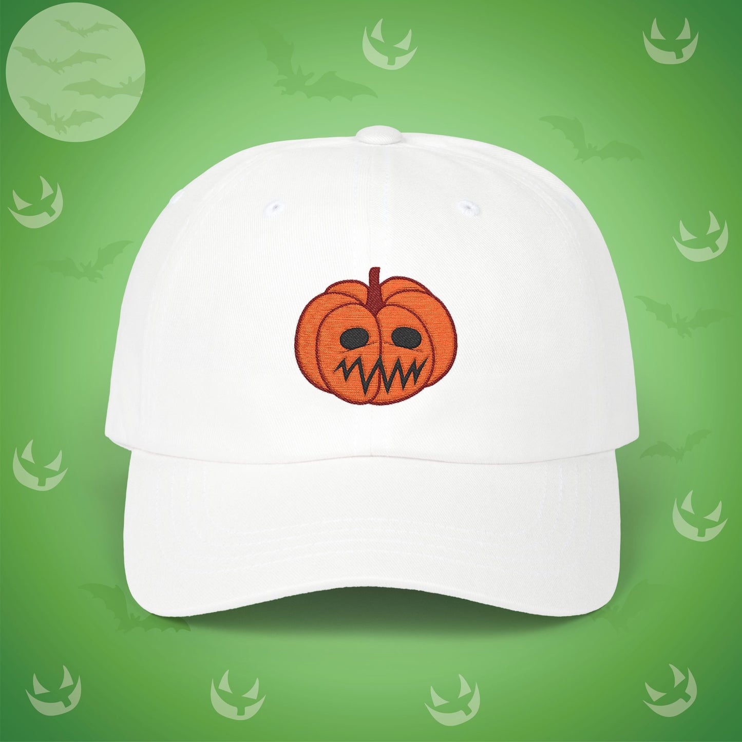 Embroidered Jackolantern Worried Face Halloween Pumpkin Dad Cap Unisex