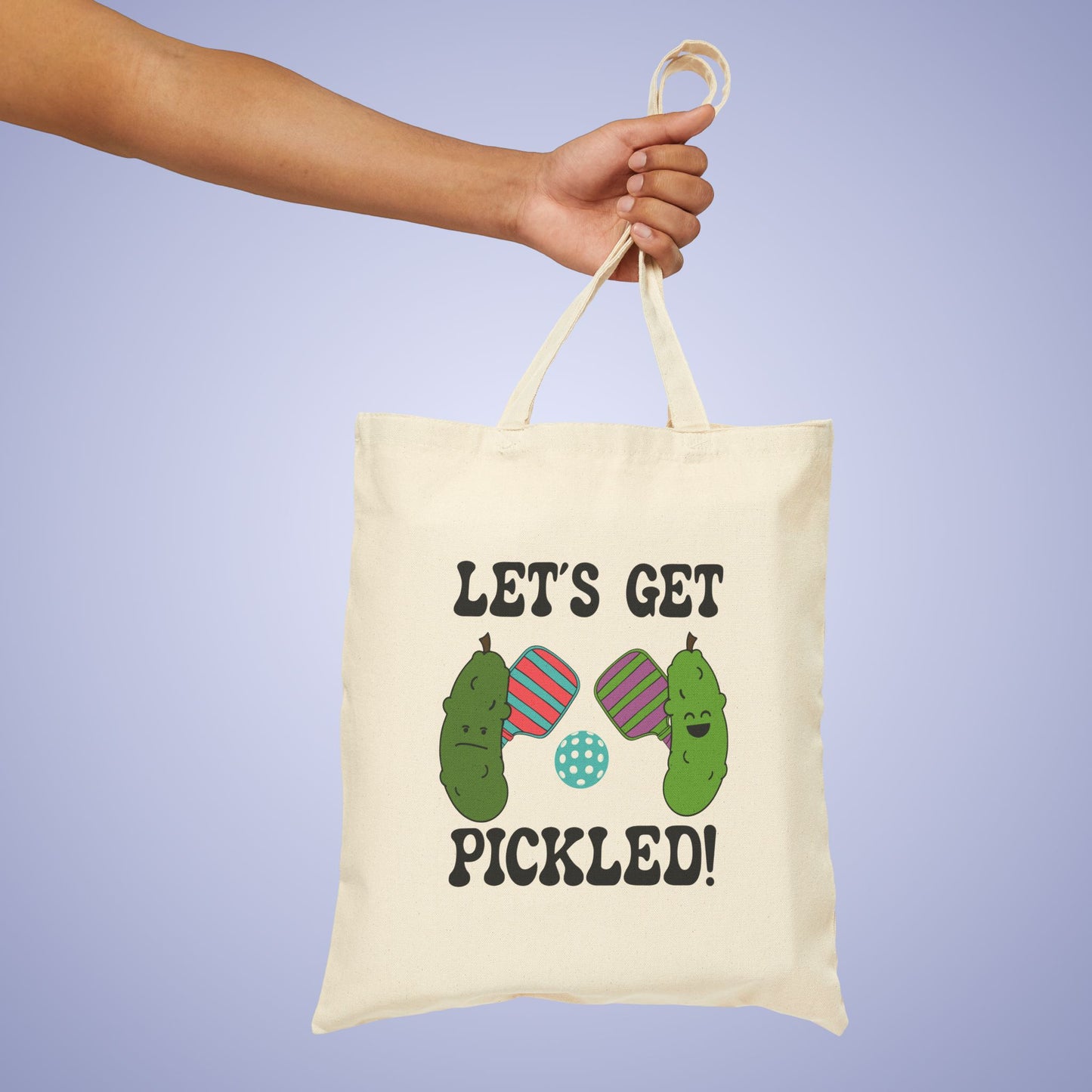 Let's Get Pickled Cotton Canvas Pickleball Pickle Lover Gift Tote Bag