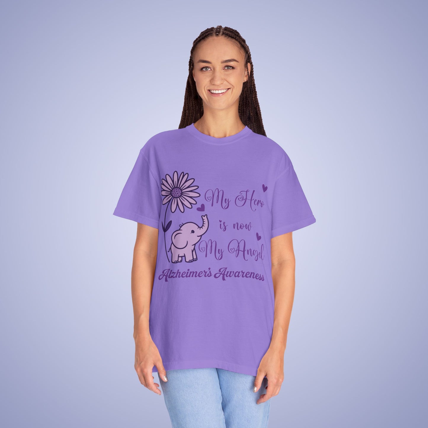 My Hero is Now My Angel Alzheimers Awareness Comfort Colors T Shirt Unisex