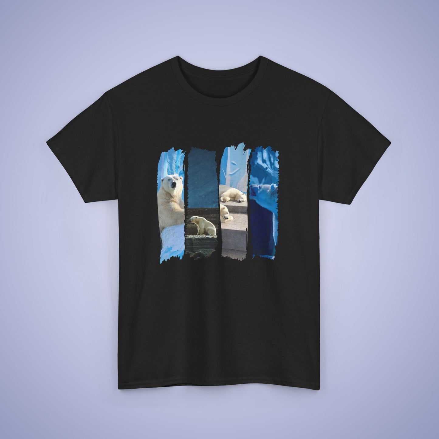 Blue Polar Bears Brush Stroke Photographic Unisex Oversized T Shirt