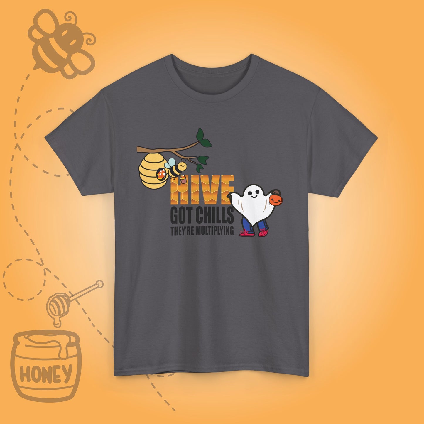 Hive Got Chills They're Multiplying Sweet As Honey Funny Halloween Bee Lover Design Unisex T Shirt