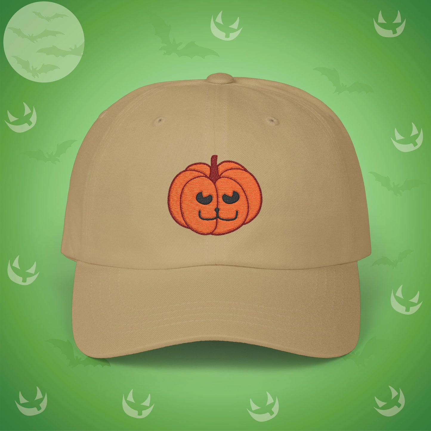 Embroidered Jackolantern Cat Face Halloween Pumpkin Dad Cap Unisex
