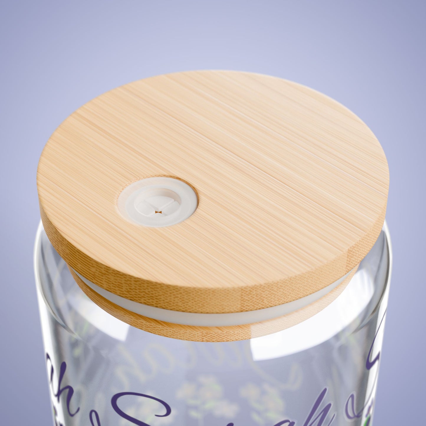 February Birthday Primrose Floral Personalized Sipper Glass Bamboo Lid