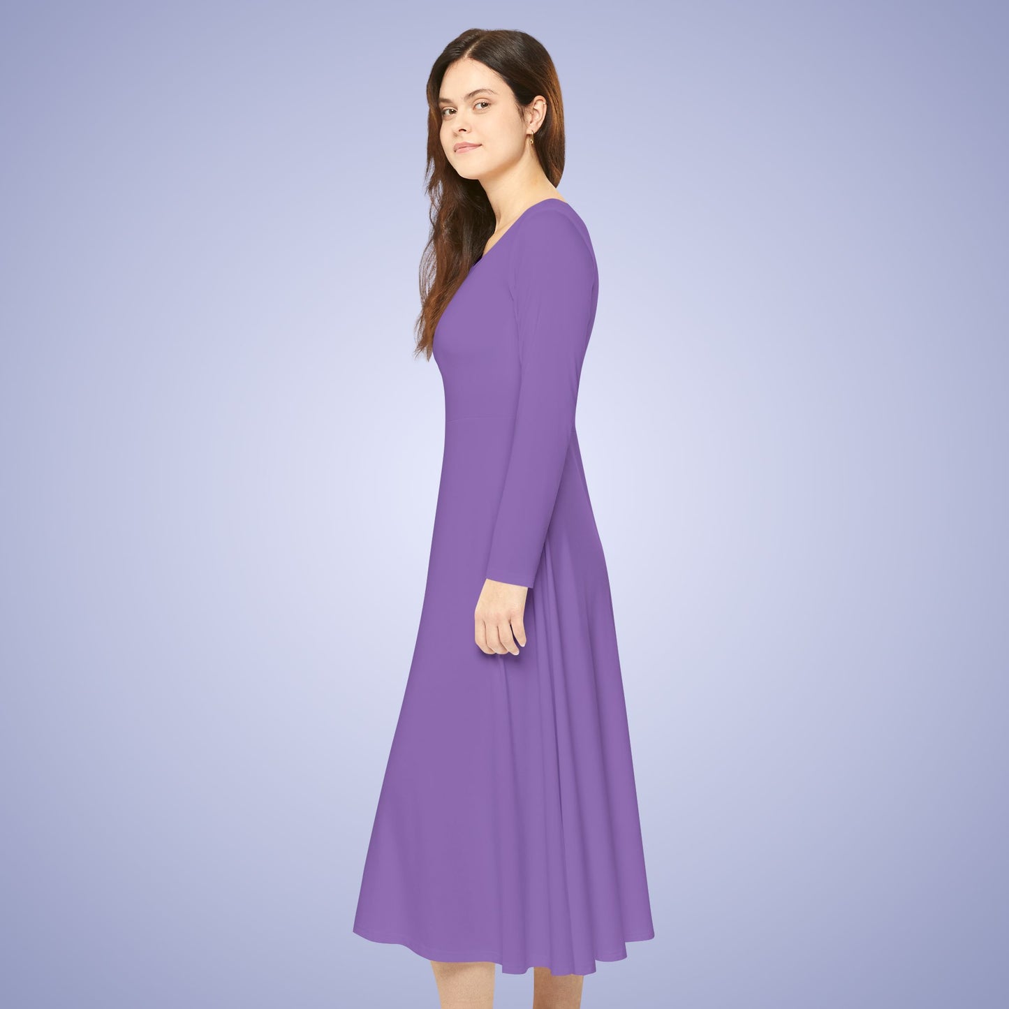 Women's Blank Purple Long Sleeve Dance Dress