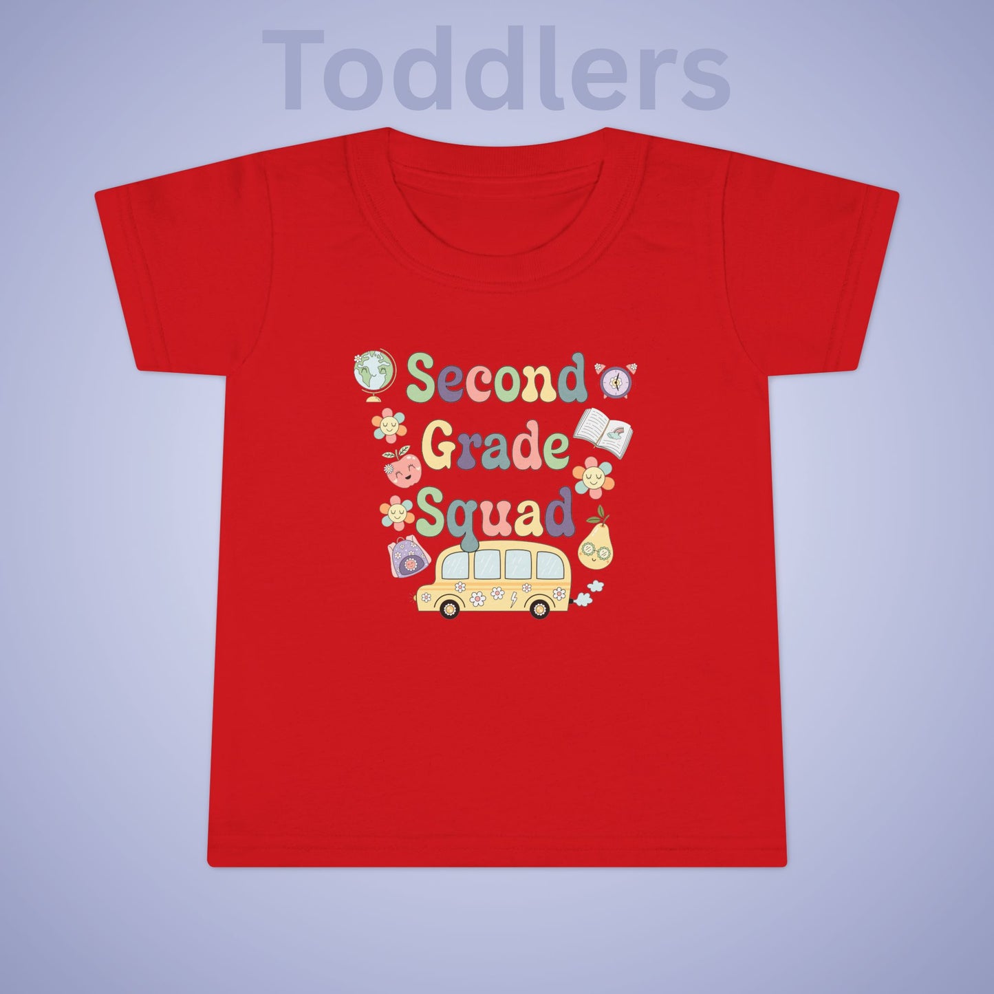 Second Grade Squad Retro Fun Kids Cotton T Shirt Back To School Toddler