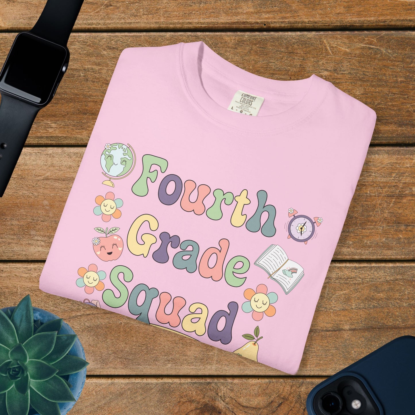 Fourth Grade Squad Retro Fun Teacher T Shirt Comfort Colors Unisex Back to School