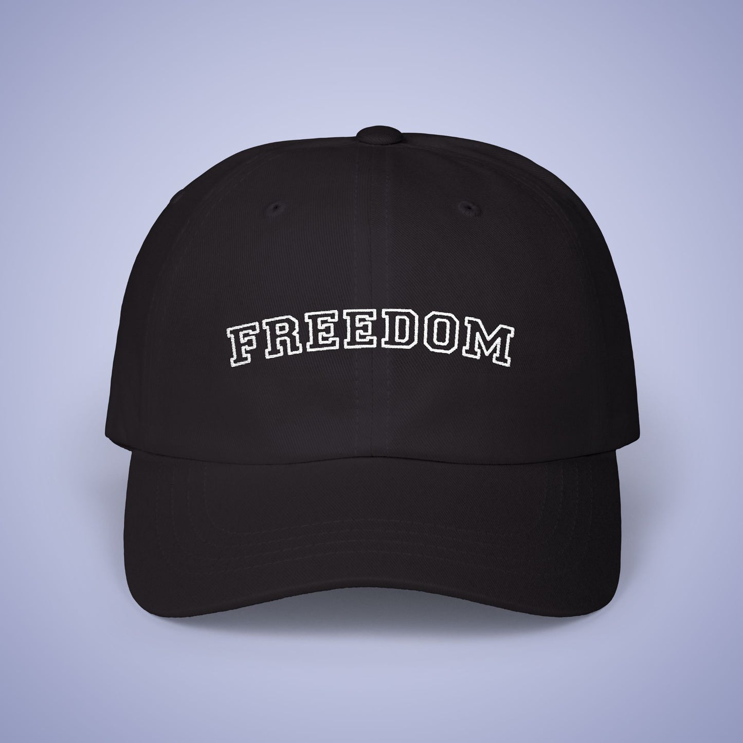 Freedom Embroidered Classic Dad Cap Unisex White Embroidery
