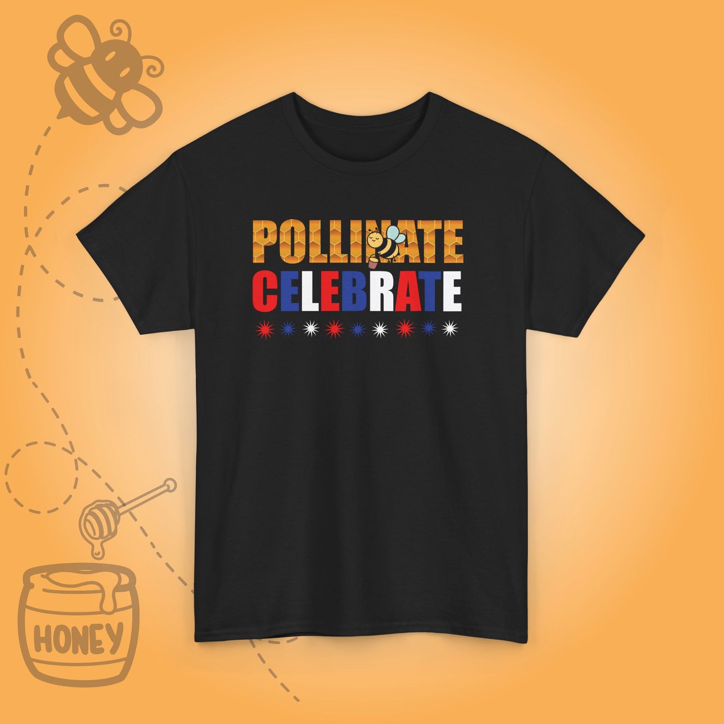 Pollinate and Celebrate Sweet As Honey Funny Bee Lover July 4th Design Unisex T Shirt