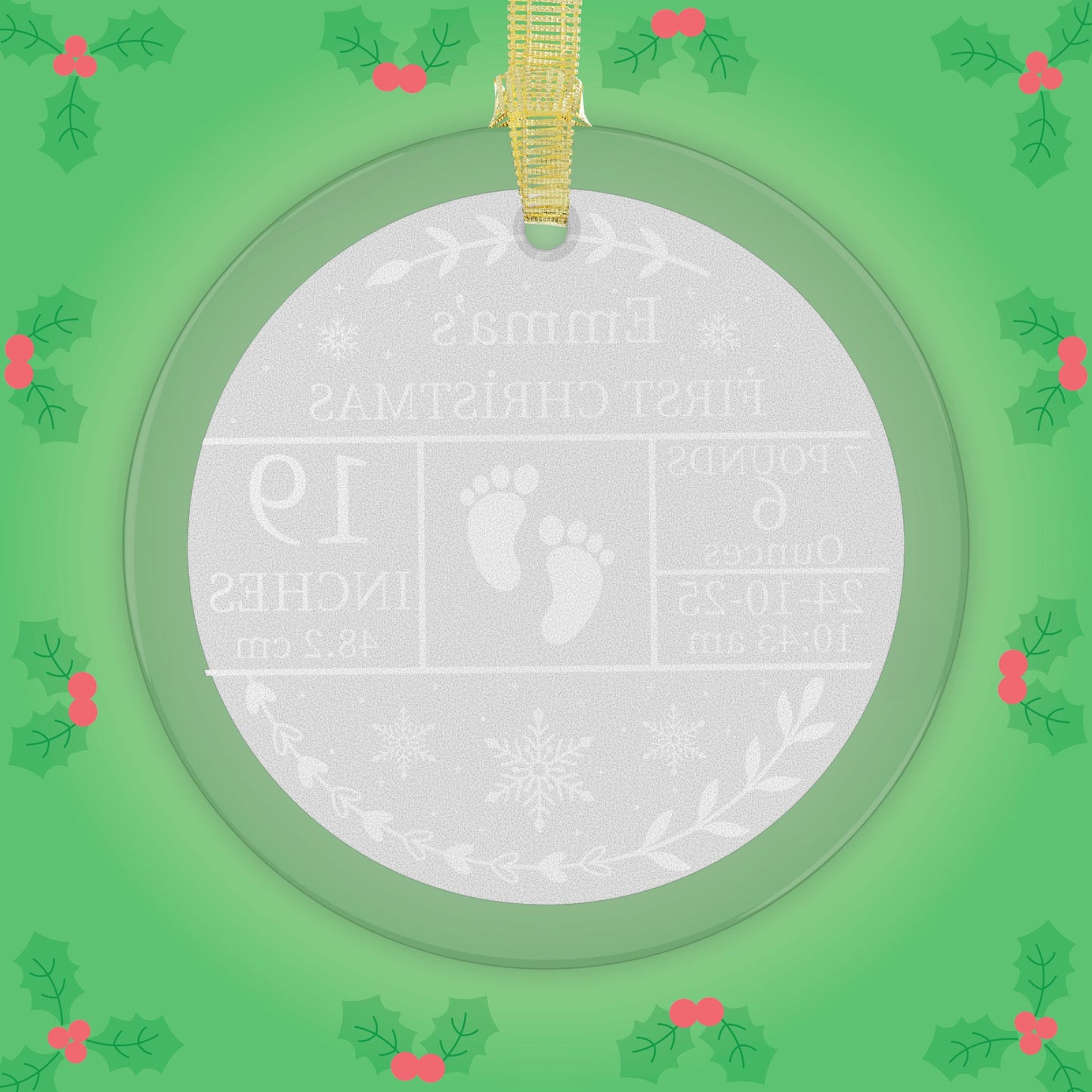 Babies First Christmas Personalized Glass Ornament Gift
