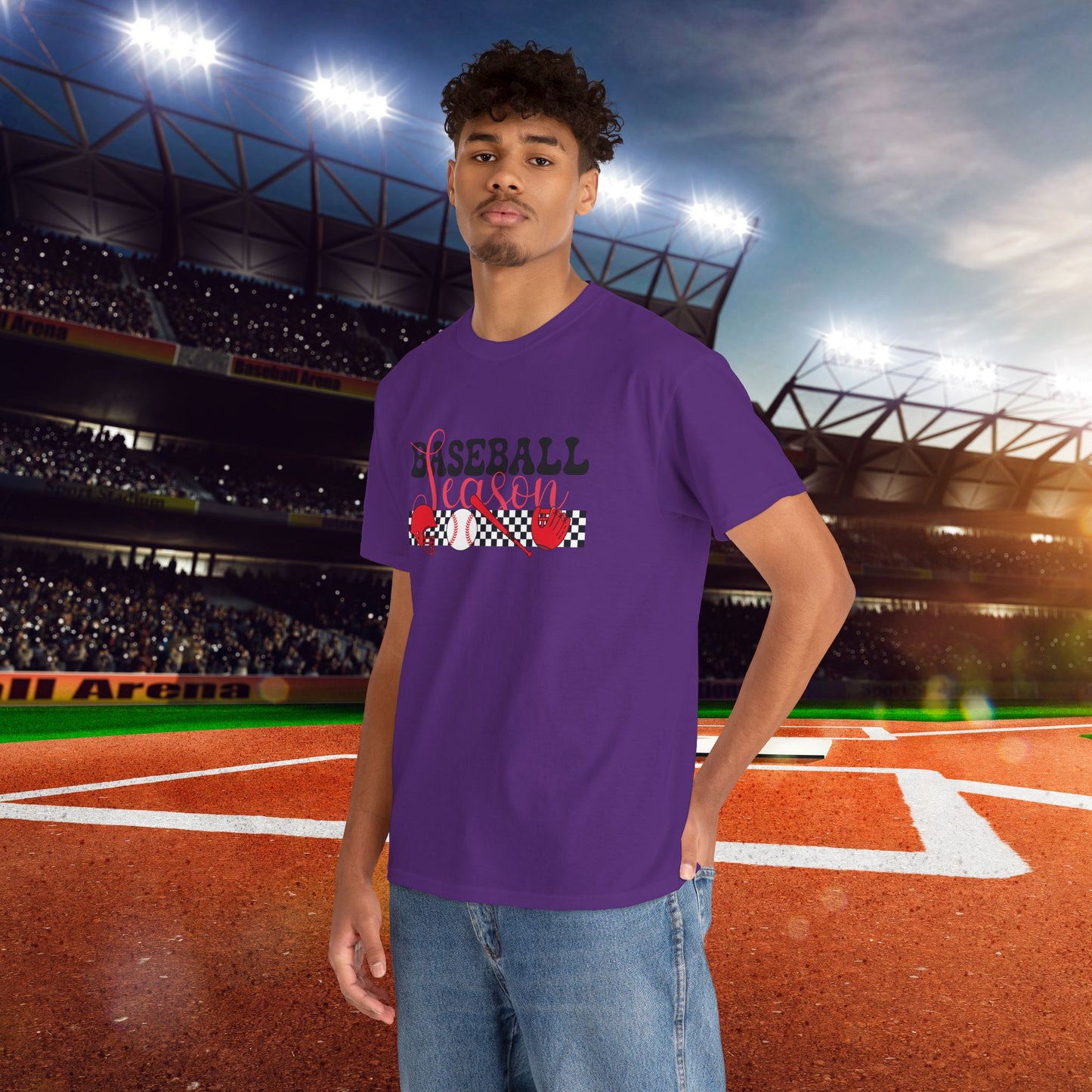Baseball Season Graphic Checkered Unisex T Shirt