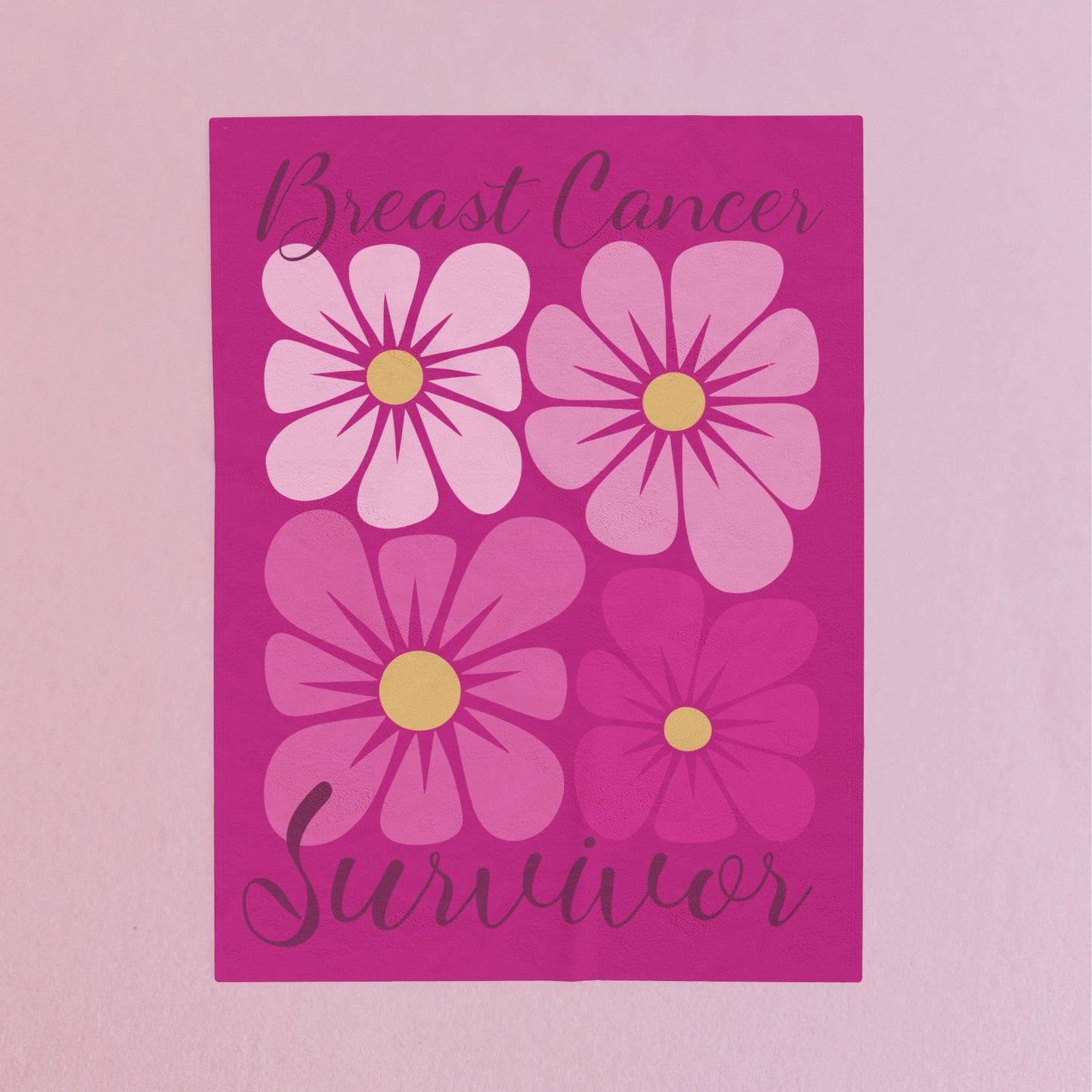 Breast Cancer Survivor Boho Floral Pink Velveteen Plush Blanket 3 Sizes Chemotherapy Gift