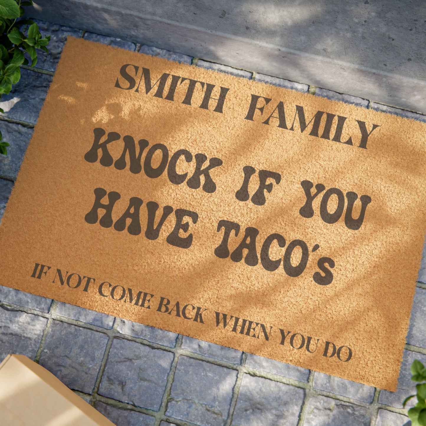 Funny Knock if You Have Taco's Personalized Door Mat