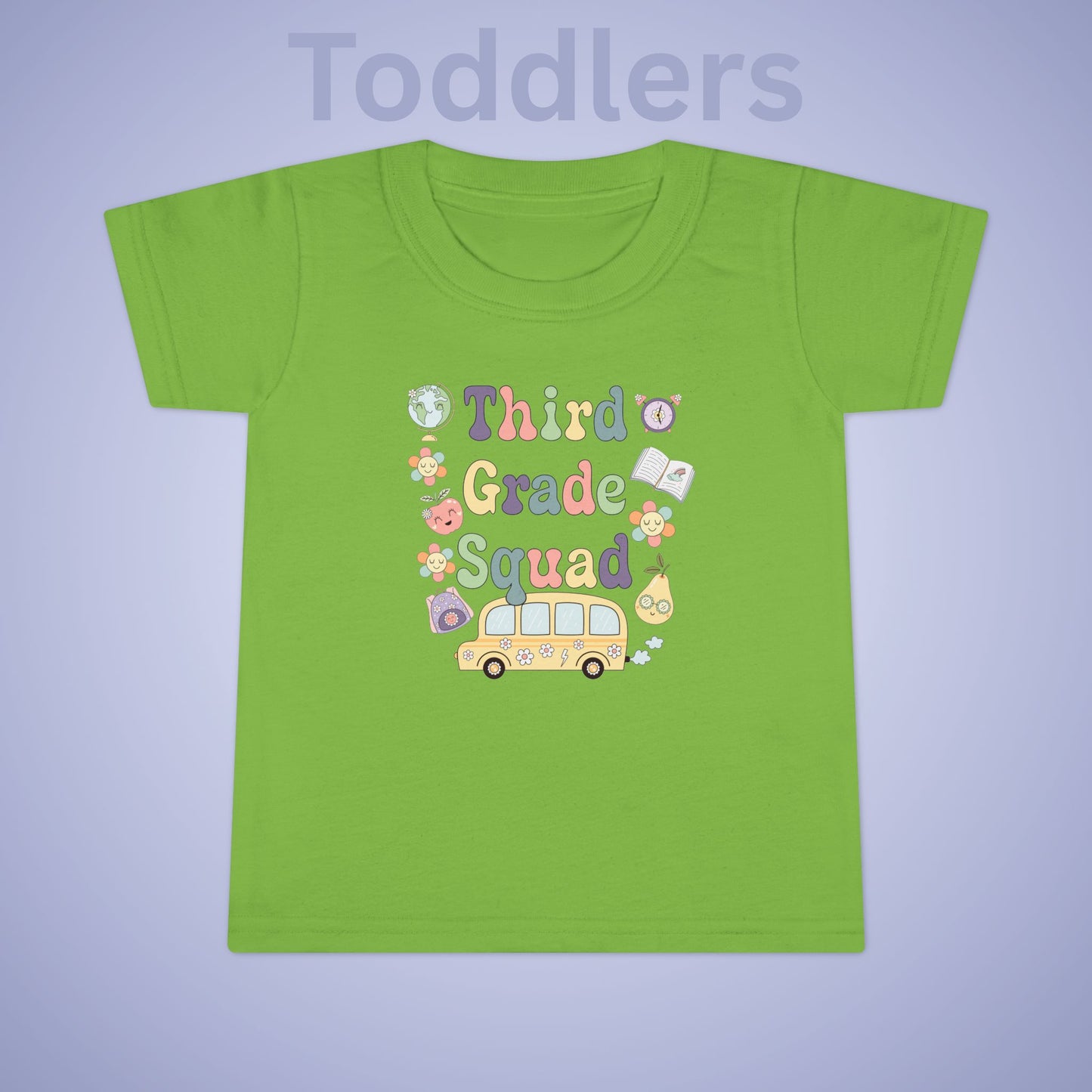 Third Grade Squad Fun Retro Kids Cotton T Shirt Back To School Toddler