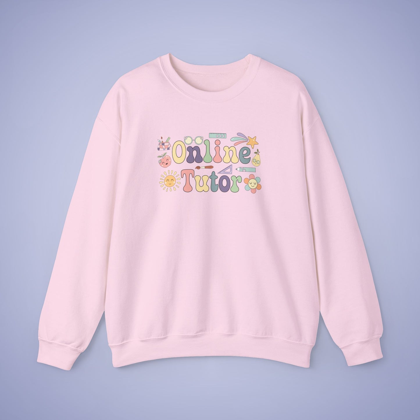 Online Tutor Teacher Crewneck Sweatshirt Retro Unisex Back to School