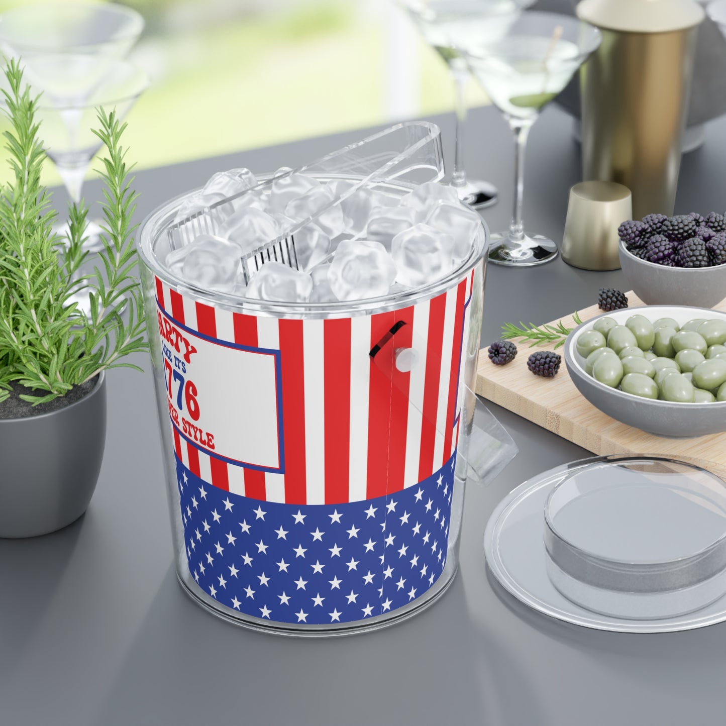 Party Like It's 1776 Personalized Patriotic July 4th Home Decor Ice Bucket USA Flag