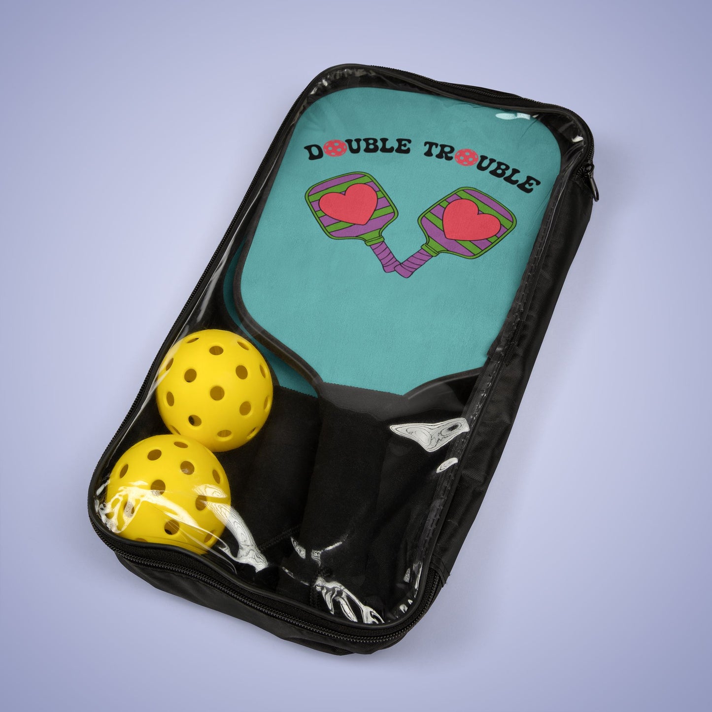 Double Trouble Pickleball Paddle Set Funny Couples Gift