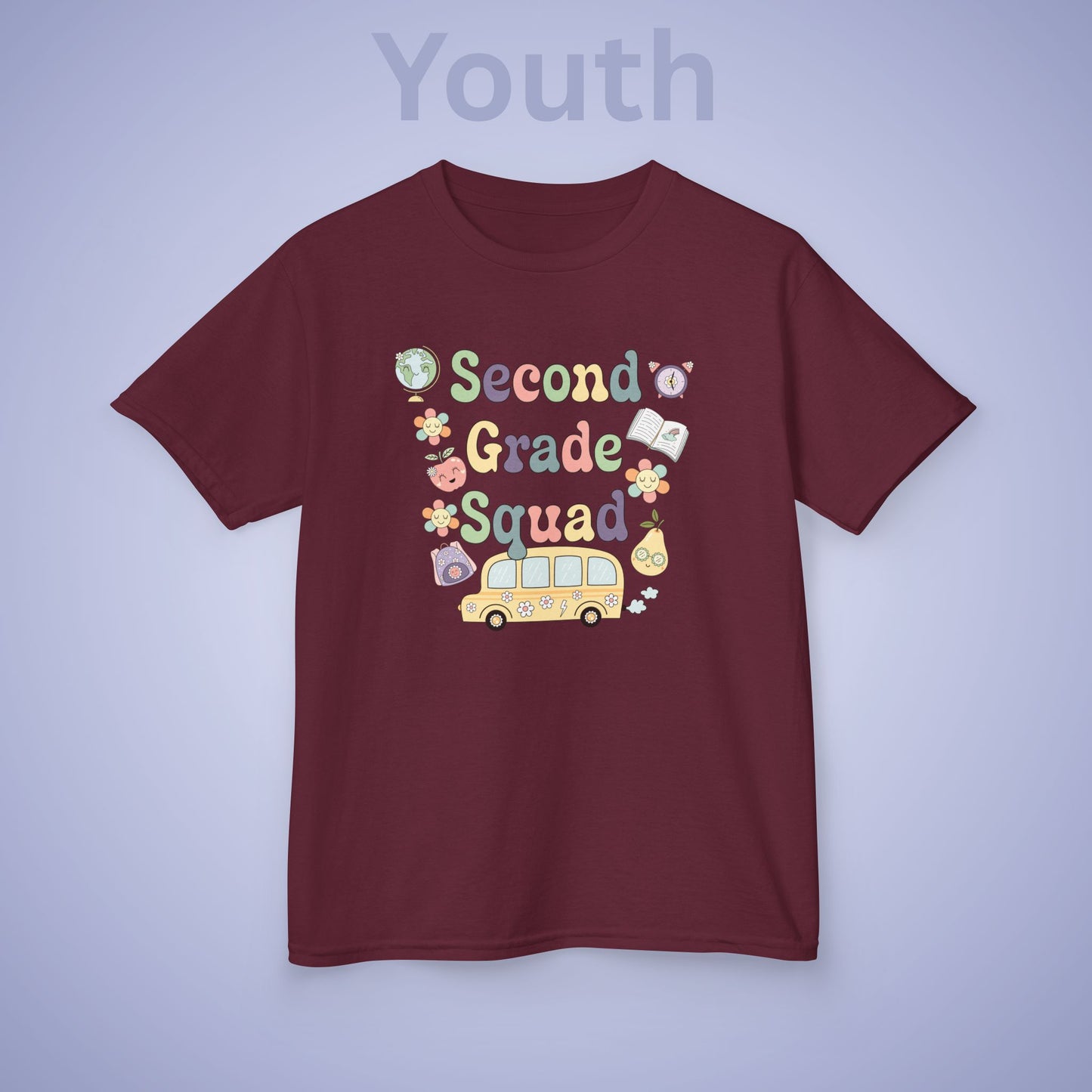 Second Grade Squad Retro Fun Kids Cotton T Shirt Back To School Youth