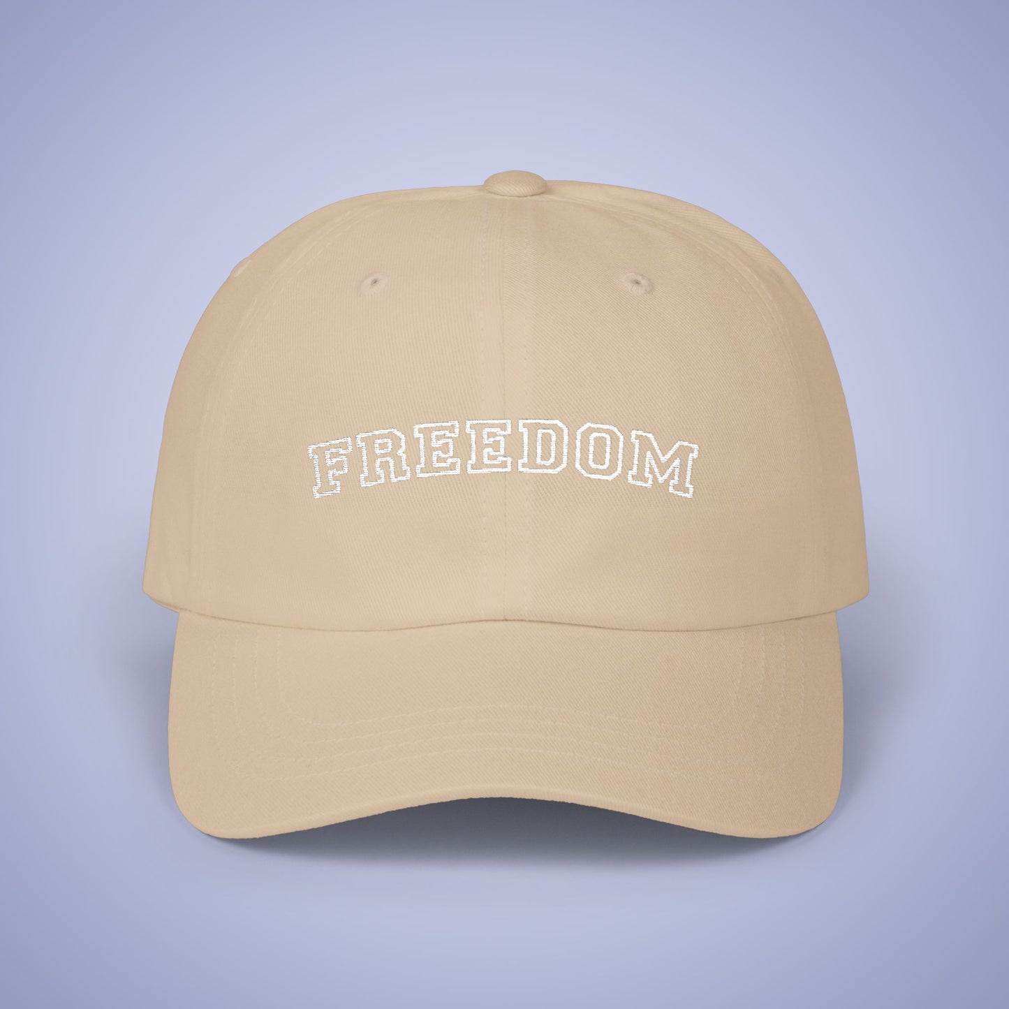 Freedom Embroidered Classic Dad Cap Unisex White Embroidery