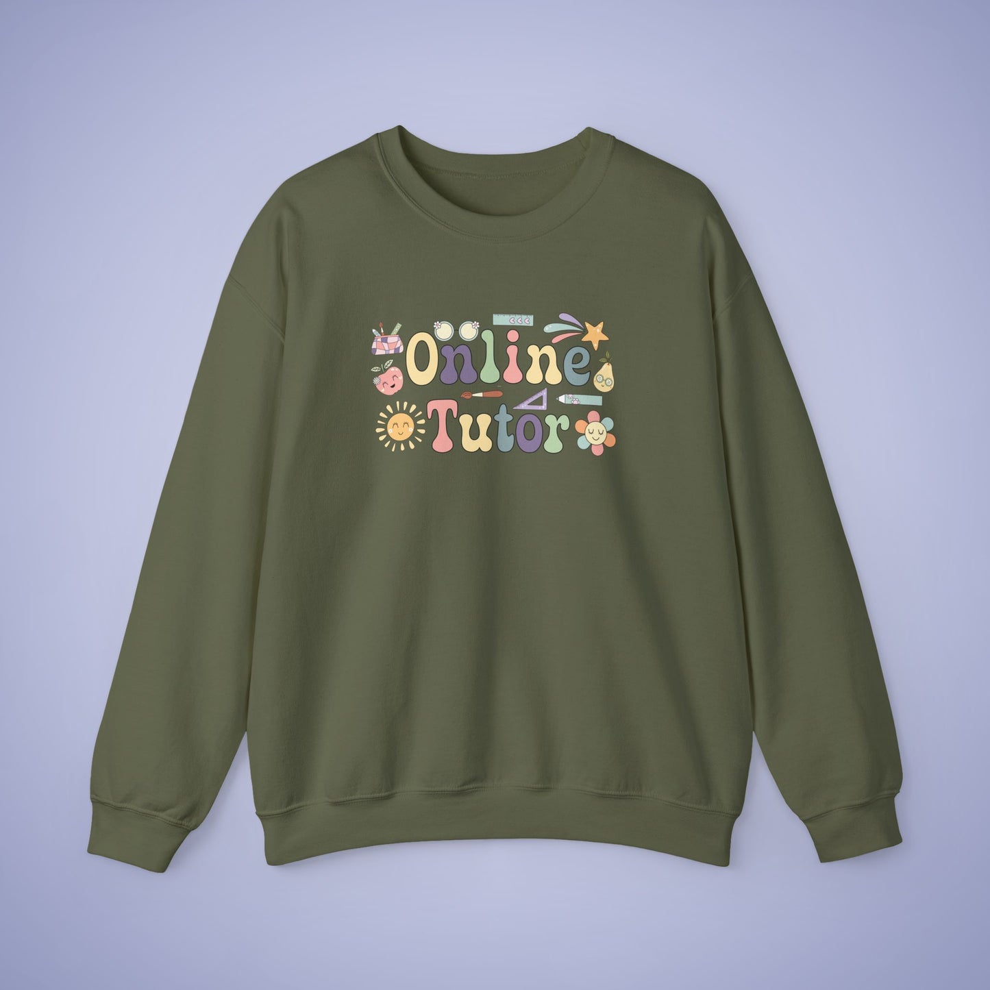 Online Tutor Teacher Crewneck Sweatshirt Retro Unisex Back to School