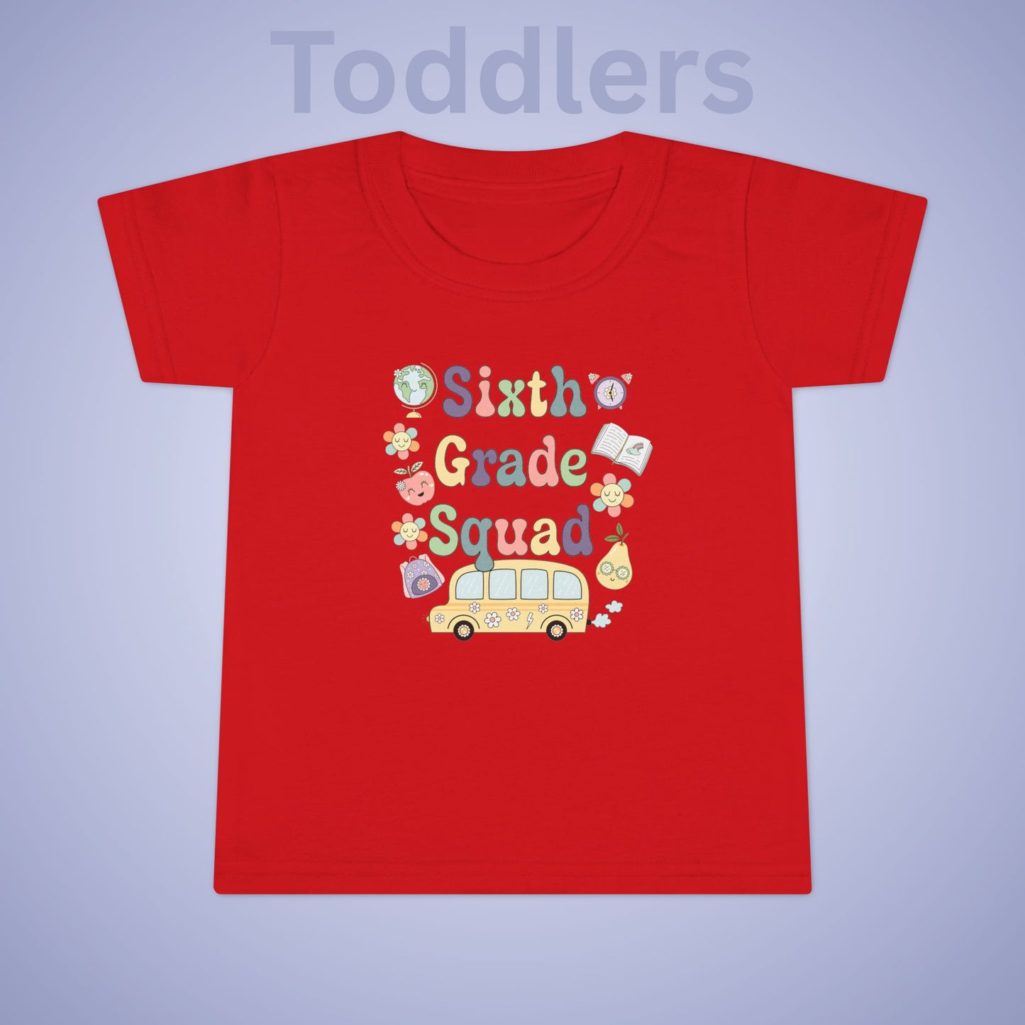 Sixth Grade Squad Retro Fun Kids Cotton T Shirt Back To School Toddler