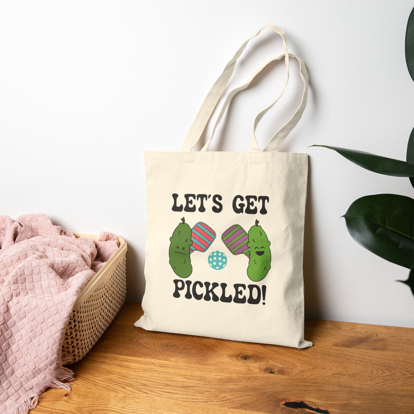 Let's Get Pickled Cotton Canvas Pickleball Pickle Lover Gift Tote Bag
