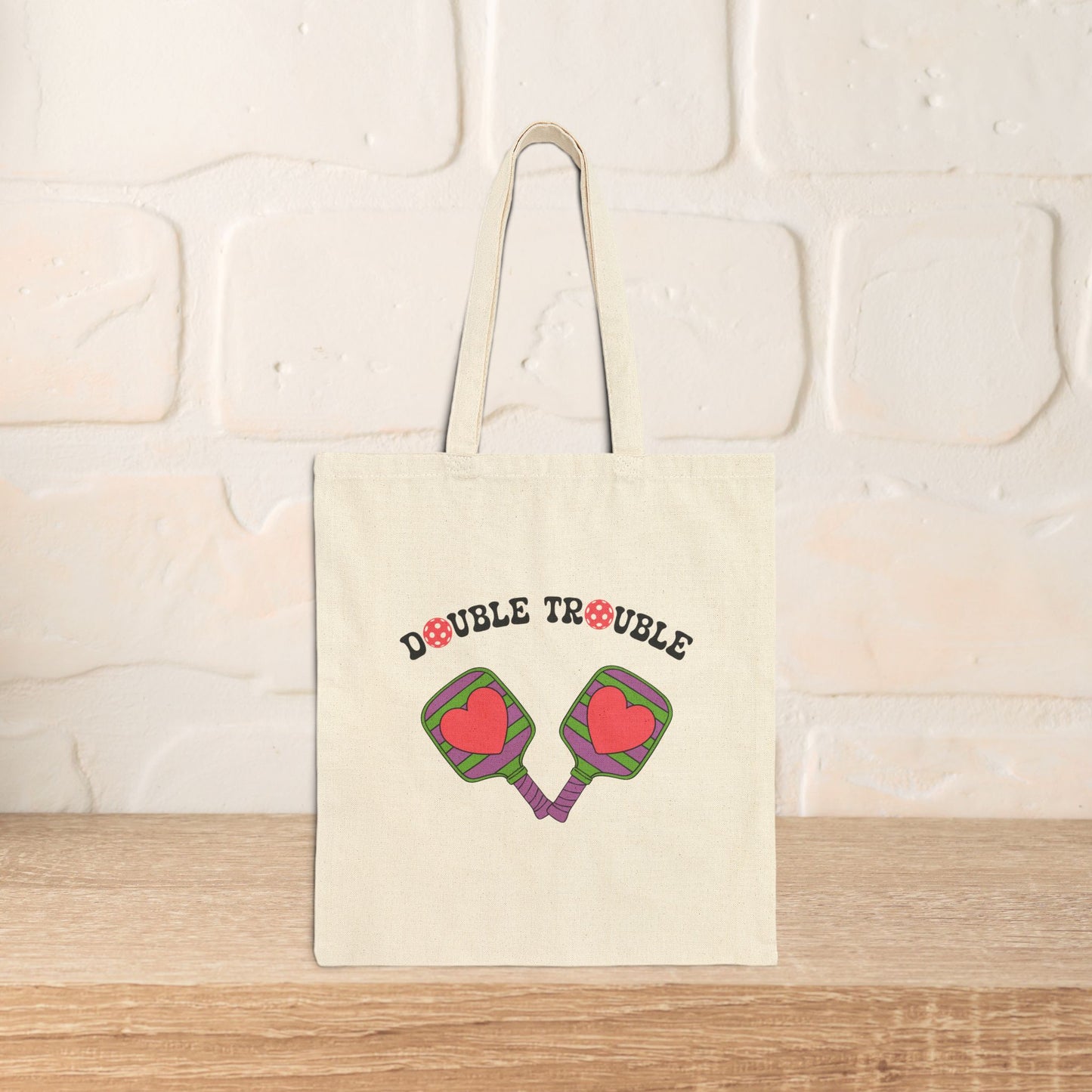 Double Trouble Cotton Canvas Pickleball Couple Team Gift Tote Bag