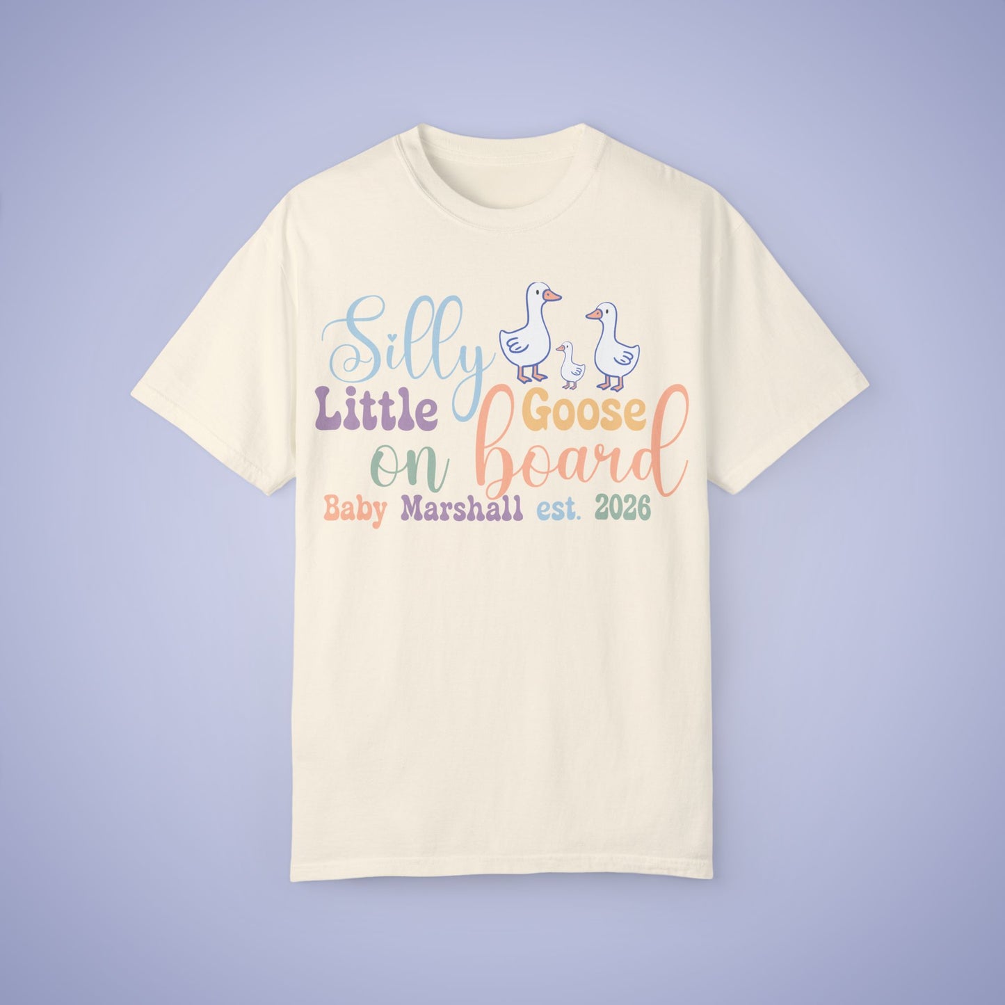 Silly Little Goose Personalized Pregnancy Announcement Comfort T Shirt