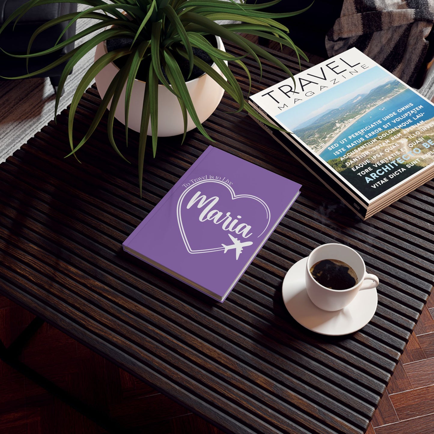 Travel Journal Personalized Name Light Purple Graduation Gift Hard Backed Notebook