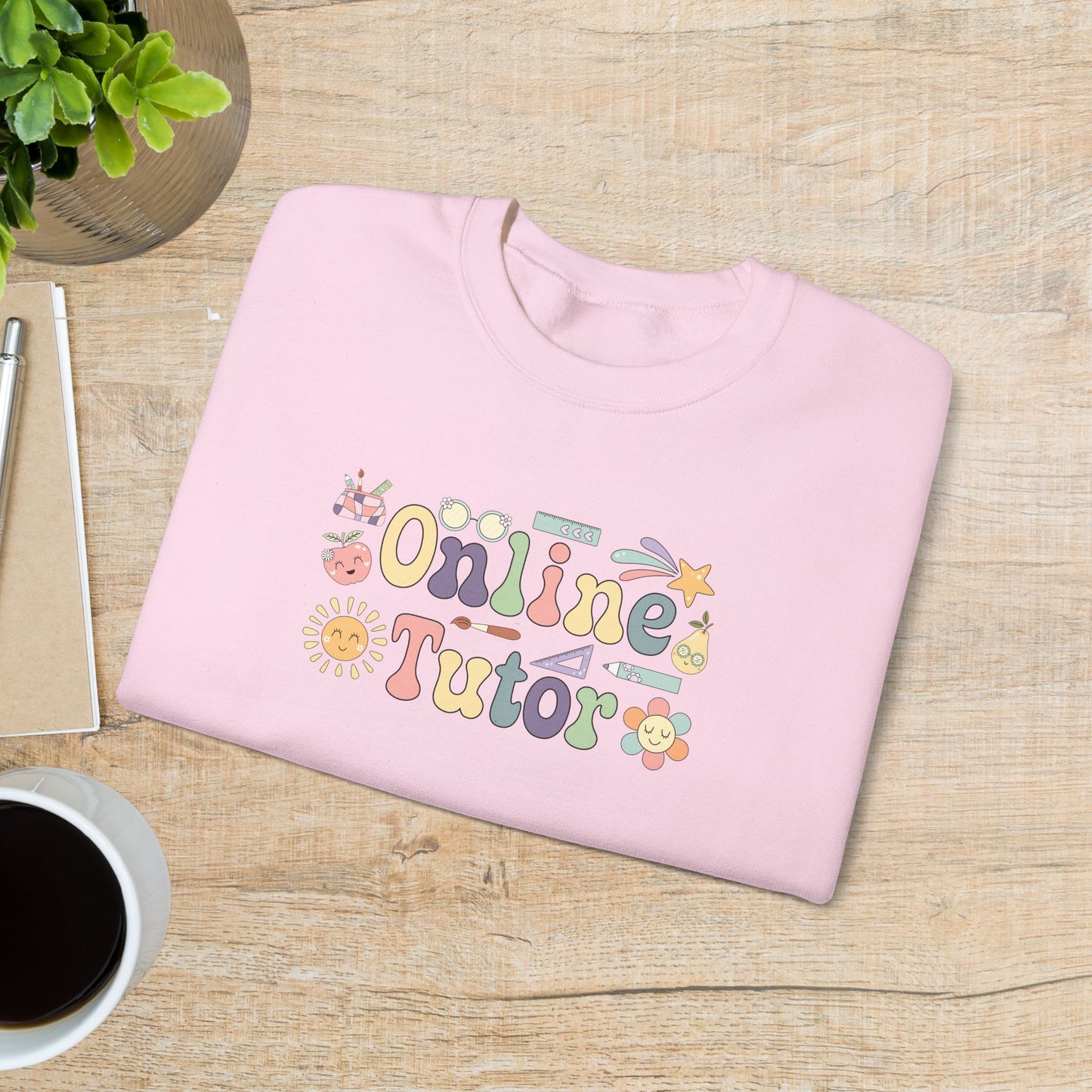 Online Tutor Teacher Crewneck Sweatshirt Retro Unisex Back to School