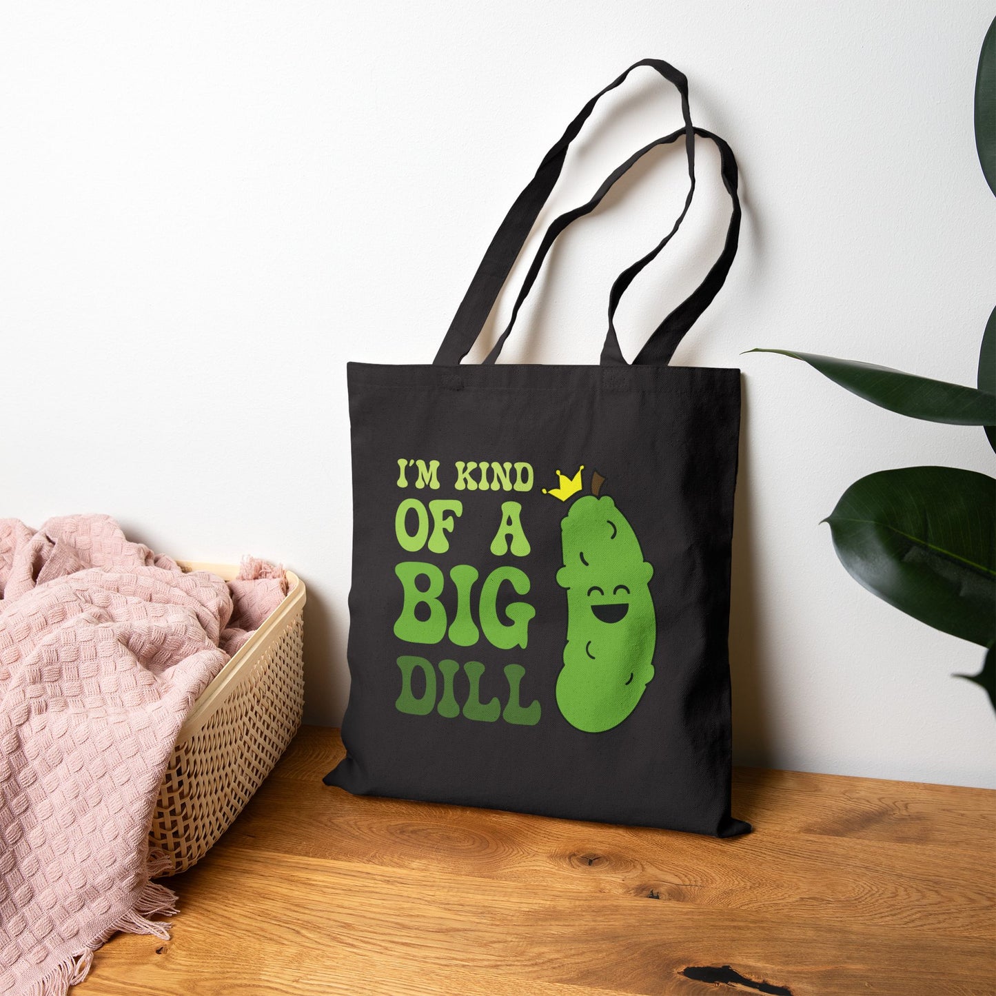 Im Kind of a Big Dill Cotton Canvas Pickleball Pickle Lover Gift Tote Bag