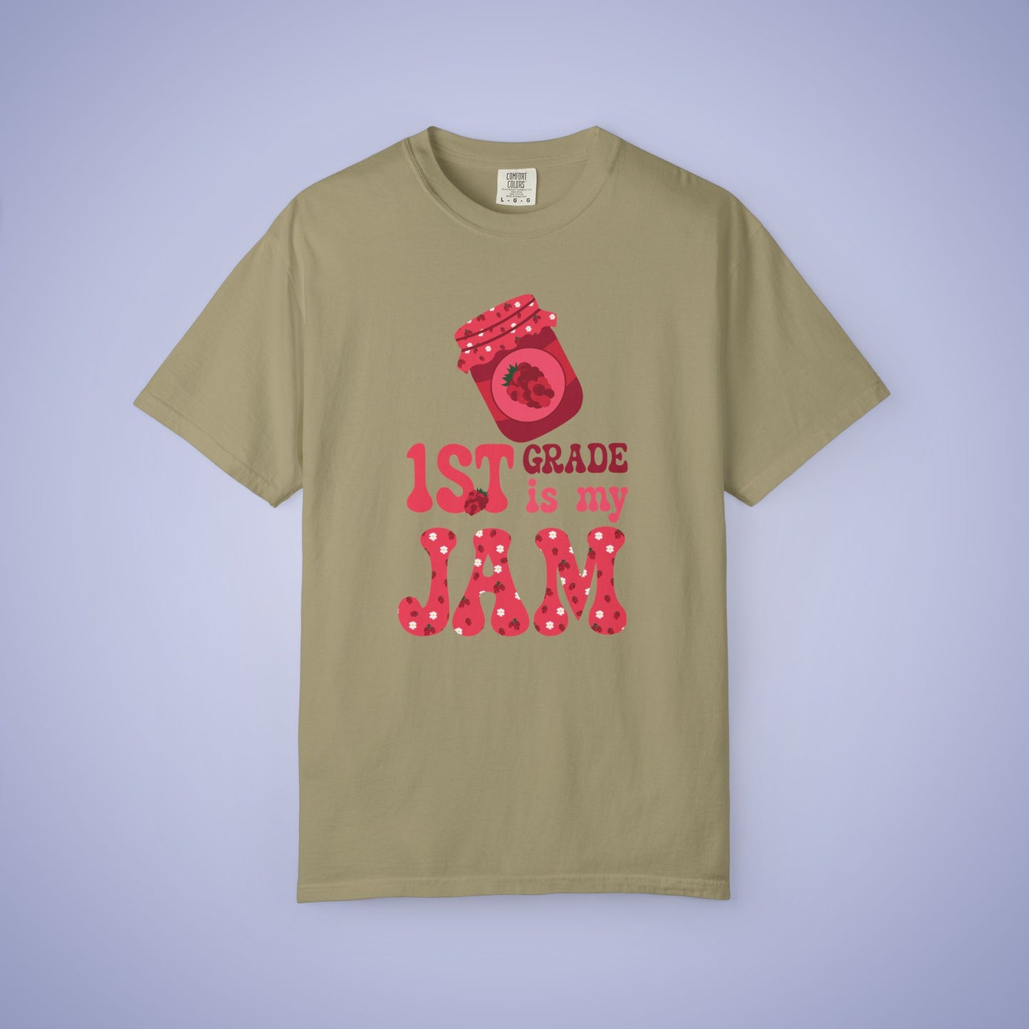 First Grade is my Jam Raspberry Teacher T Shirt Comfort Colors Unisex Back to School