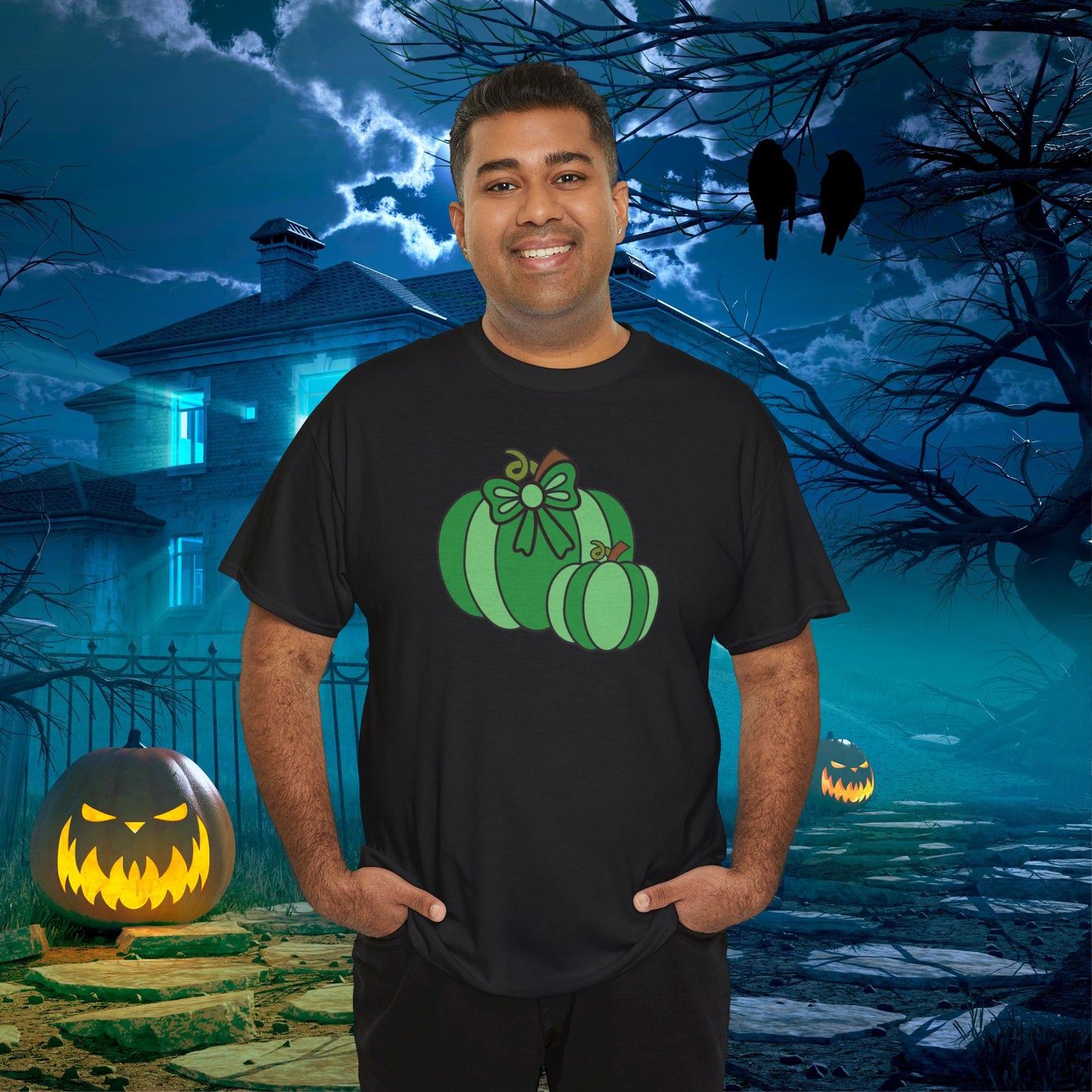 Thanksgiving Fall Inspired Halloween Green Pumpkin Unisex T Shirt