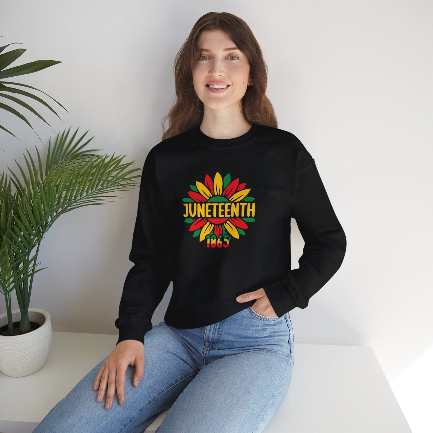 Flower Juneteenth 1865 Unisex Crewneck Oversized Sweatshirt