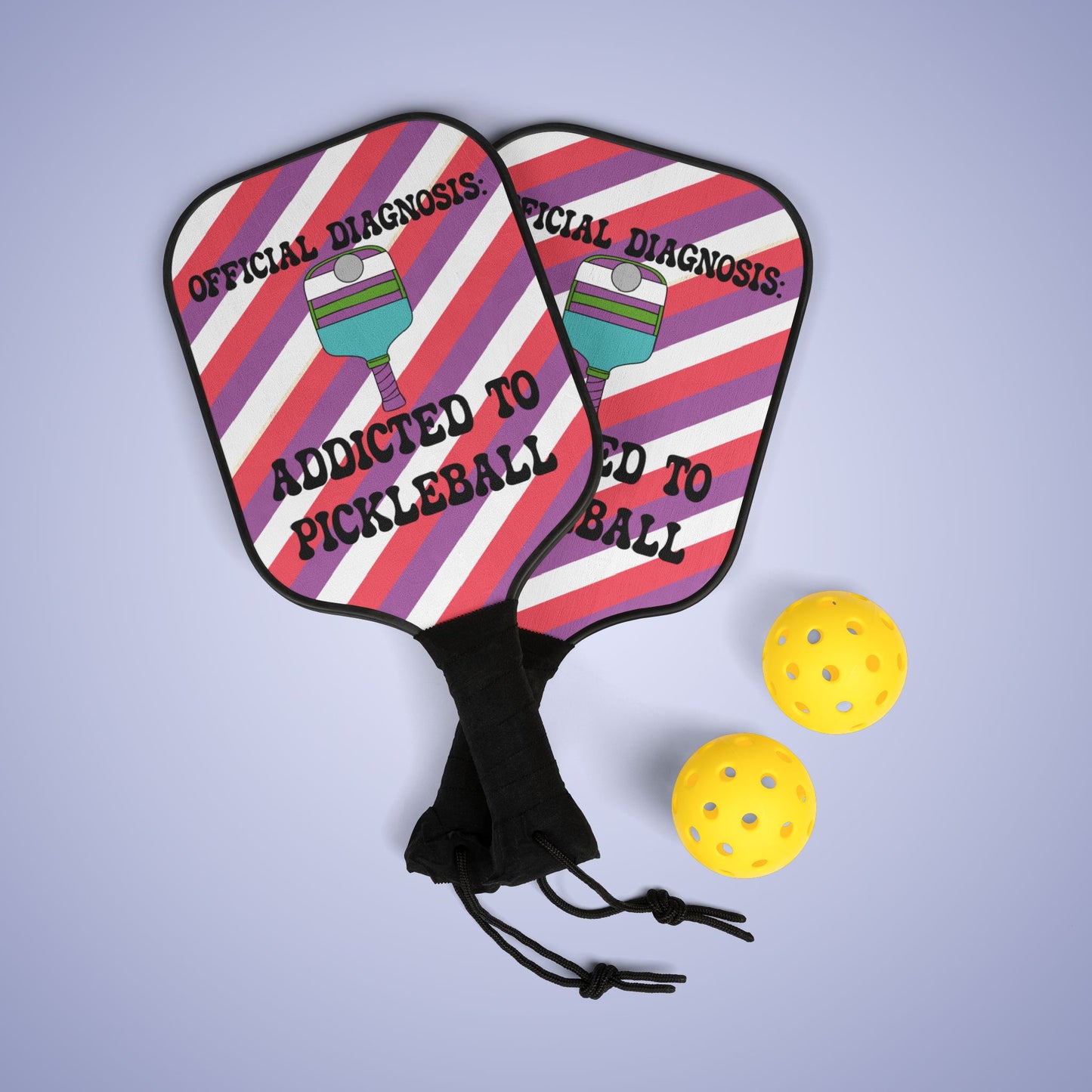 Official Diagnosis Addicted to Pickleball Paddle Set Doctor Specialist Gift
