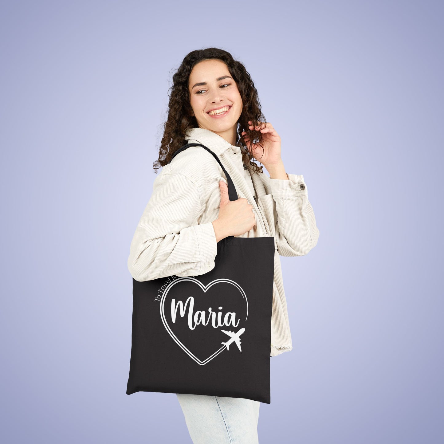 Travel Healthy Motivational Personalized Graduation Gift Black Cotton Canvas Tote Bag