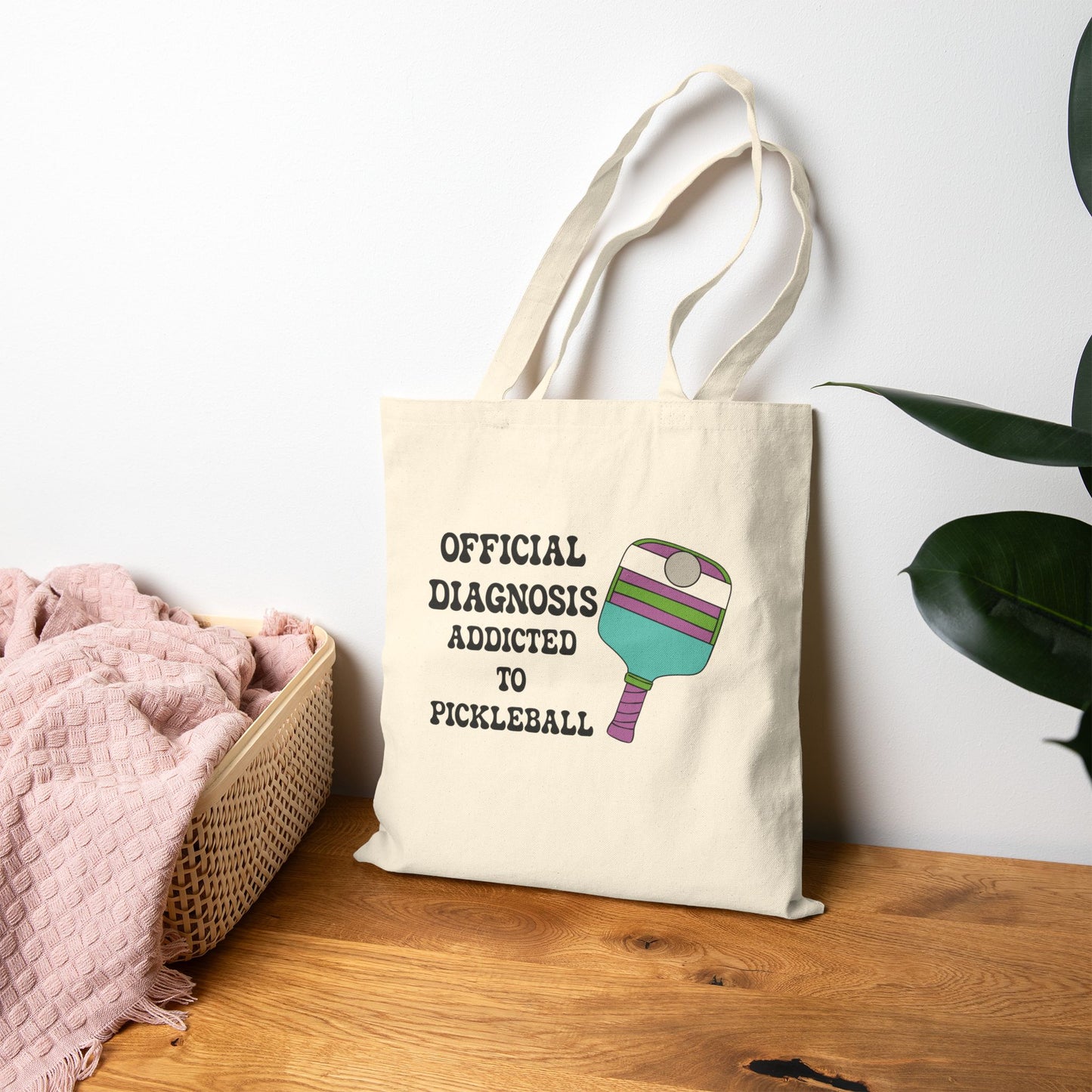 Official Diagnosis Addicted to Pickleball Cotton Canvas Doctor Gift Tote Bag