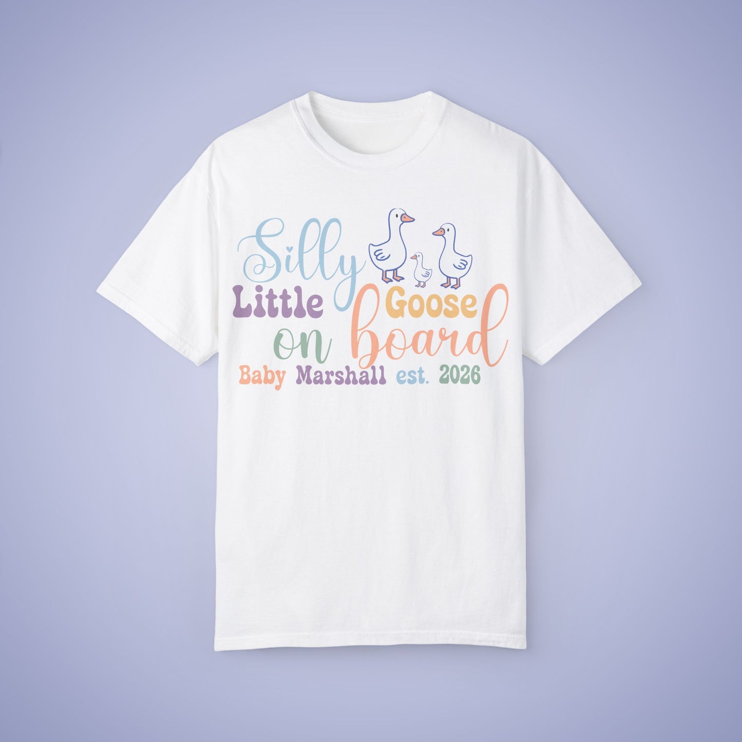 Silly Little Goose Personalized Pregnancy Announcement Comfort T Shirt