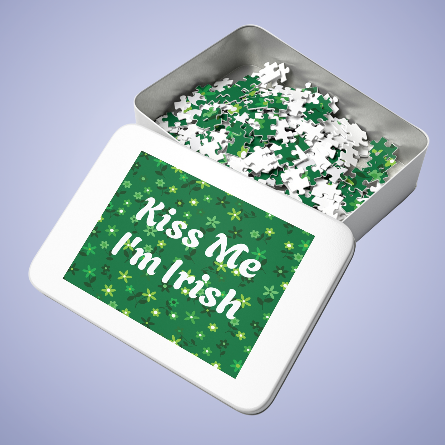 St. Patrick's Day Jigsaw Puzzle with Tin - 'Kiss Me I'm Irish' Design