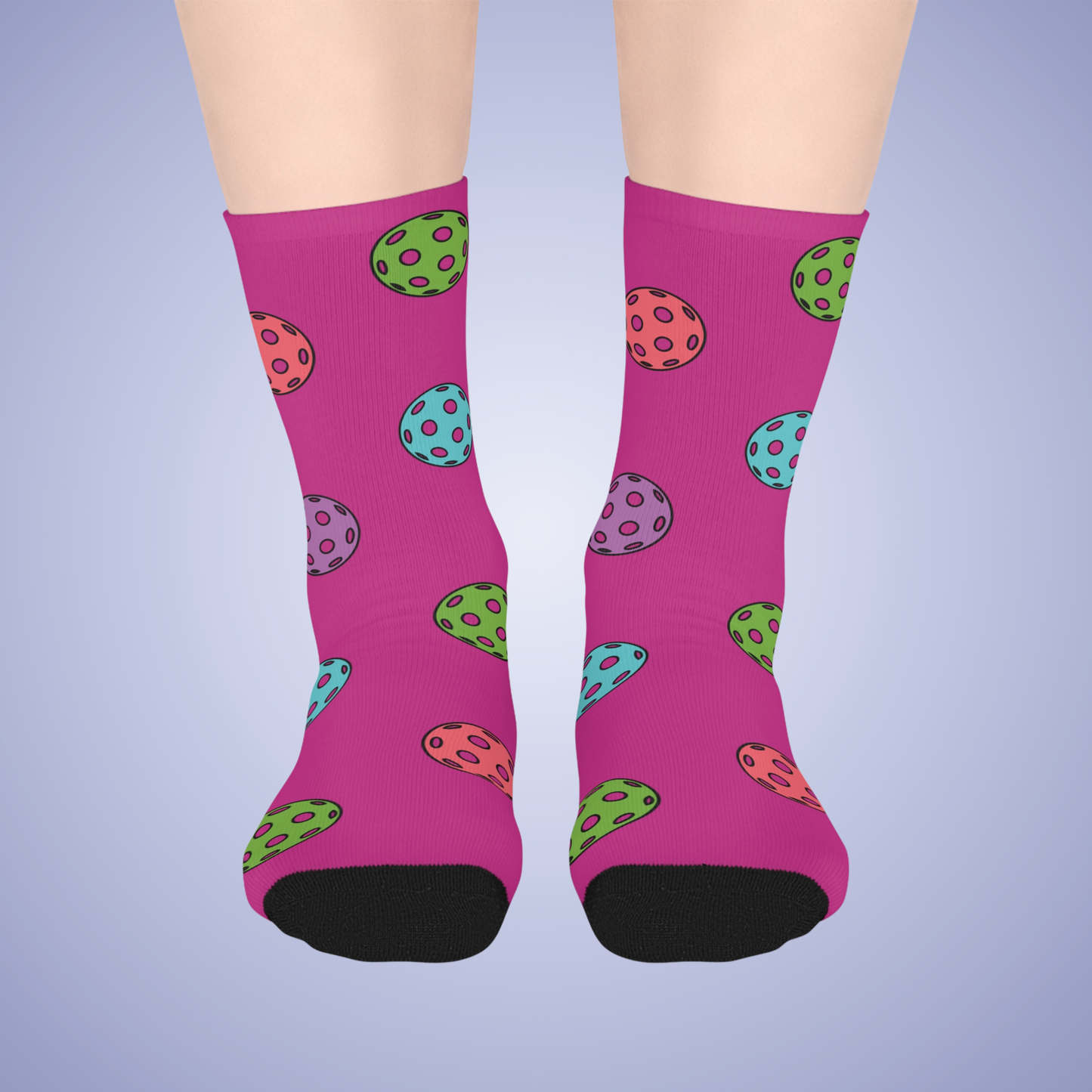Pickleball Lover Hot Pink Graphic Mid Length Socks Gift