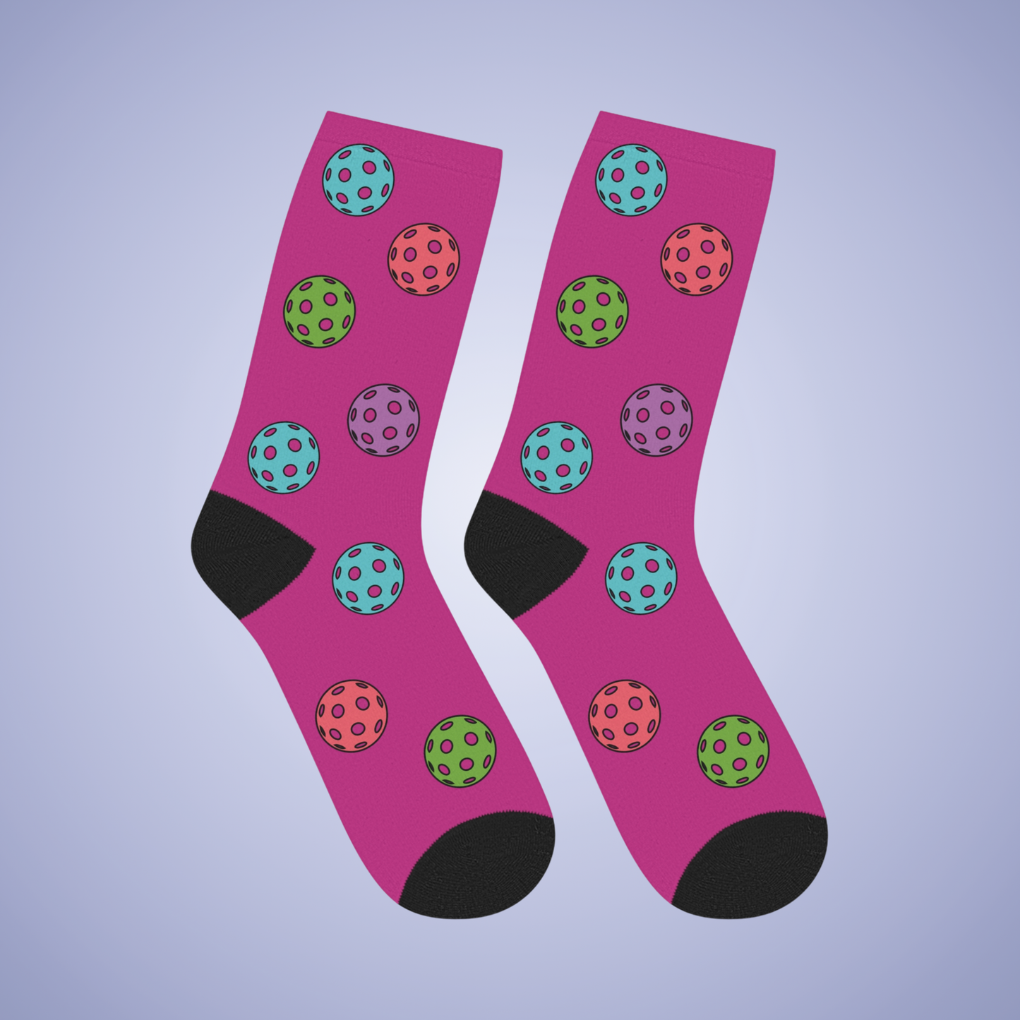 Pickleball Lover Hot Pink Graphic Mid Length Socks Gift