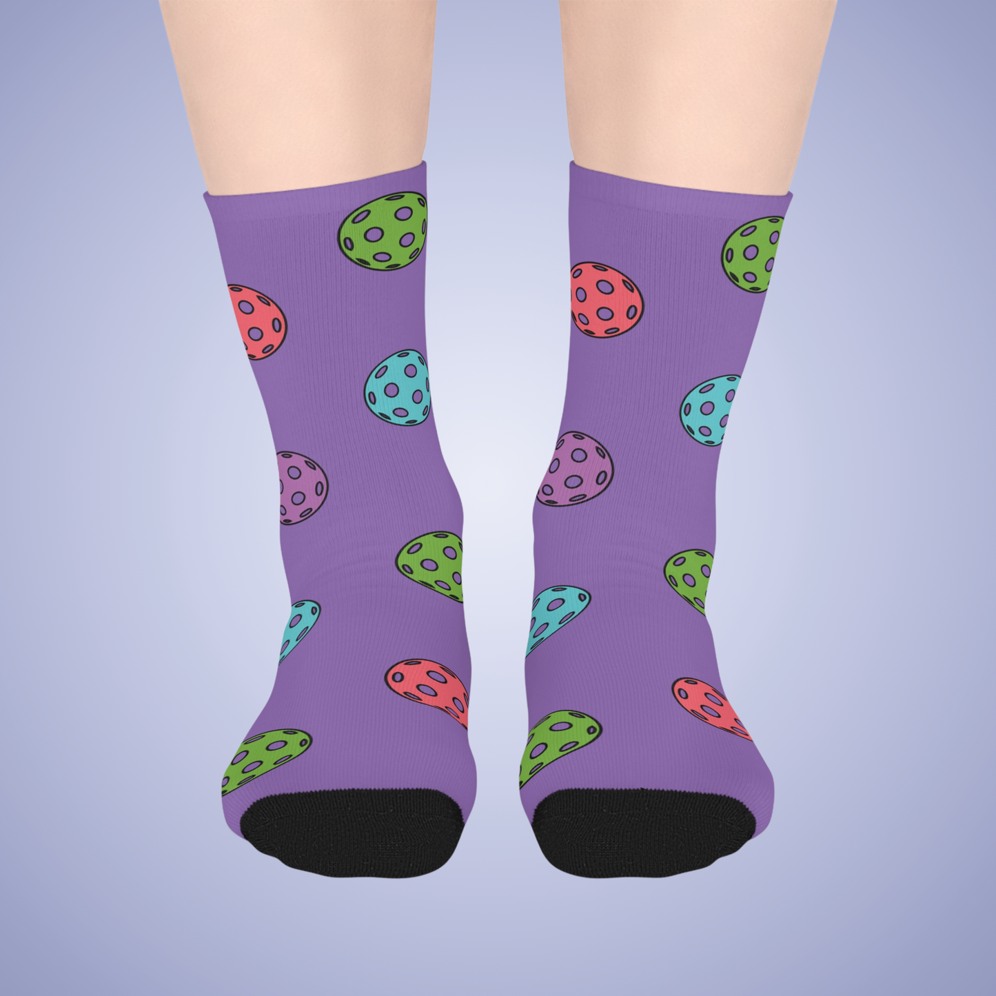 Pickleball Lover Purple Graphic Mid Length Socks Gift