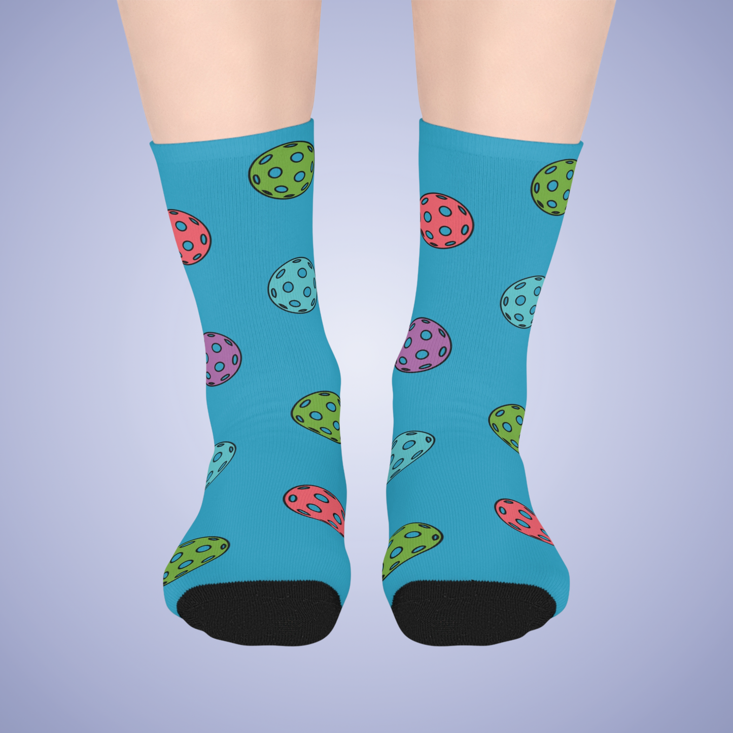 Pickleball Lover Turquoise Blue Graphic Mid Length Socks Gift