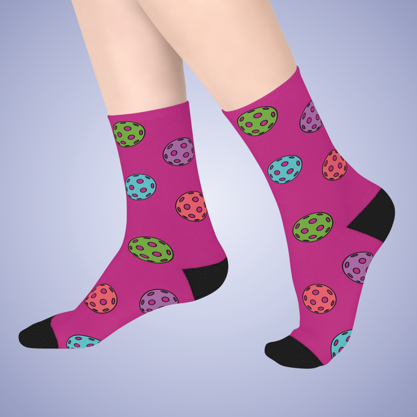 Pickleball Lover Hot Pink Graphic Mid Length Socks Gift