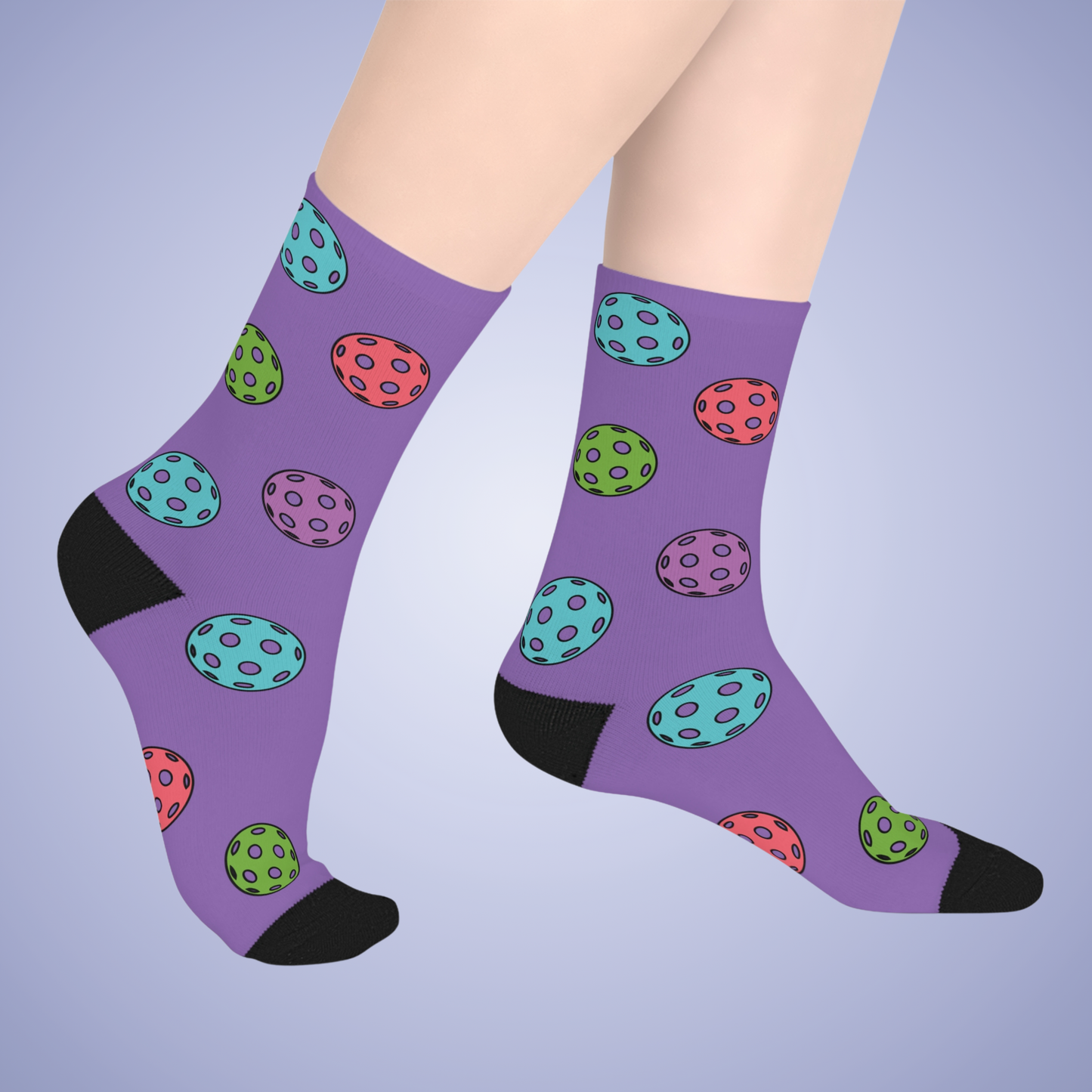 Pickleball Lover Purple Graphic Mid Length Socks Gift