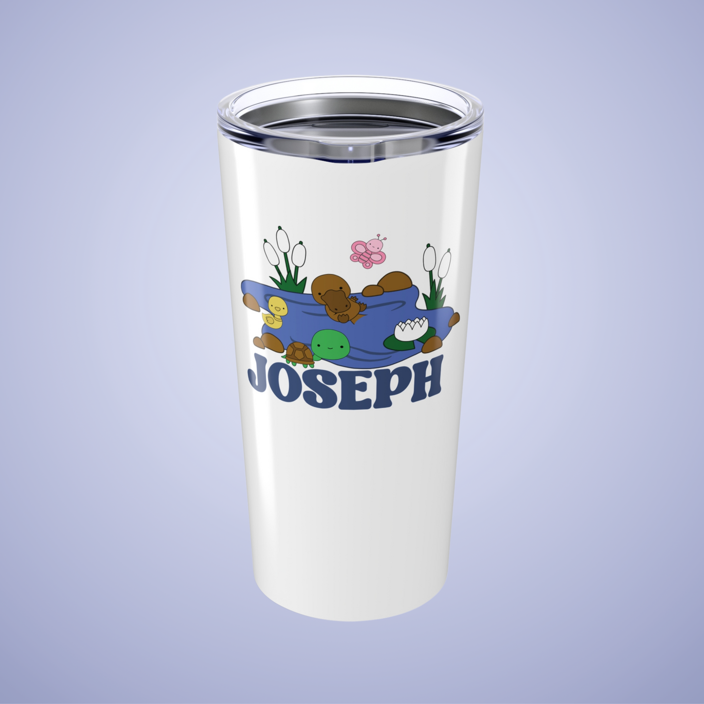 Pond Life Personalized Name Tumbler Birthday Gift White