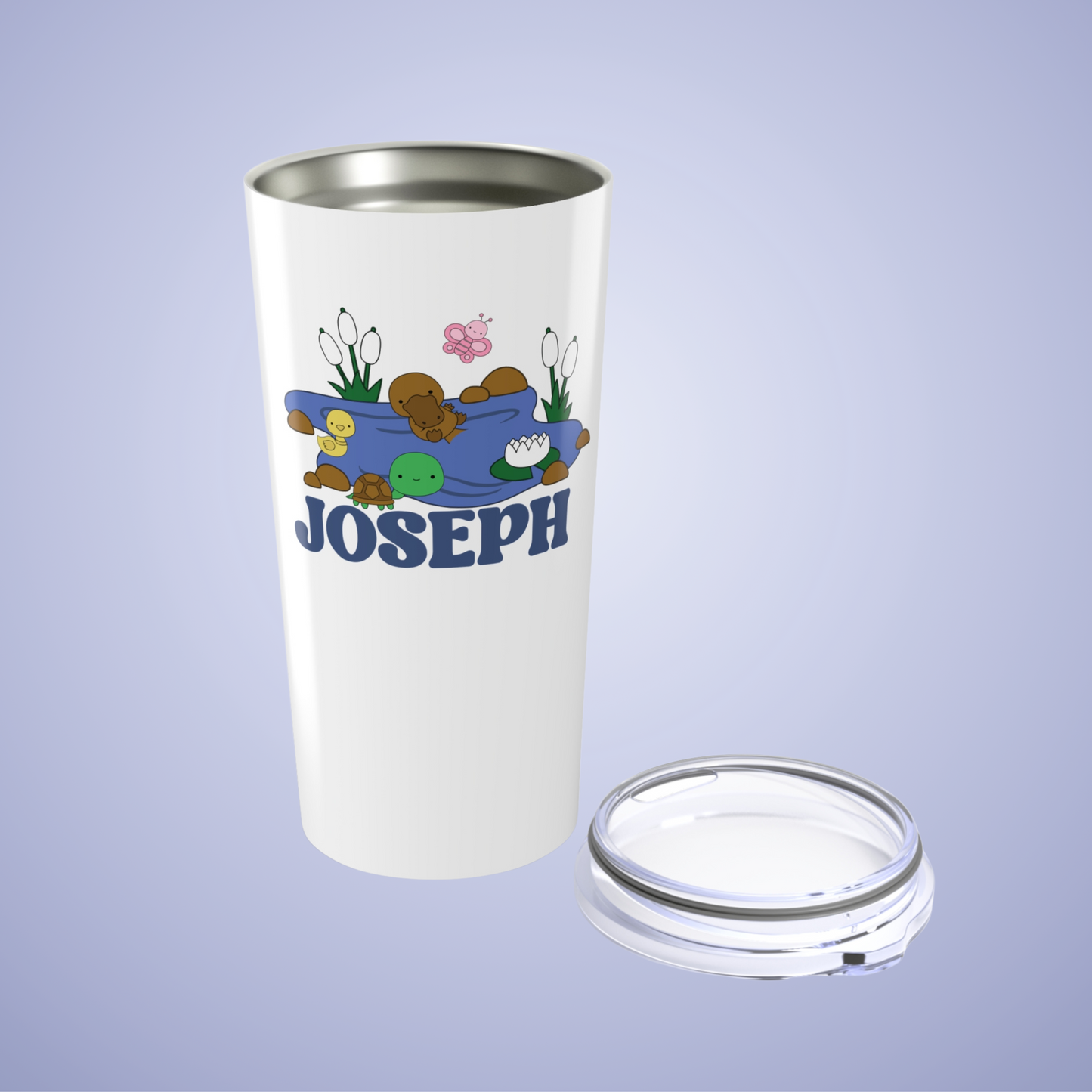 Pond Life Personalized Name Tumbler Birthday Gift White