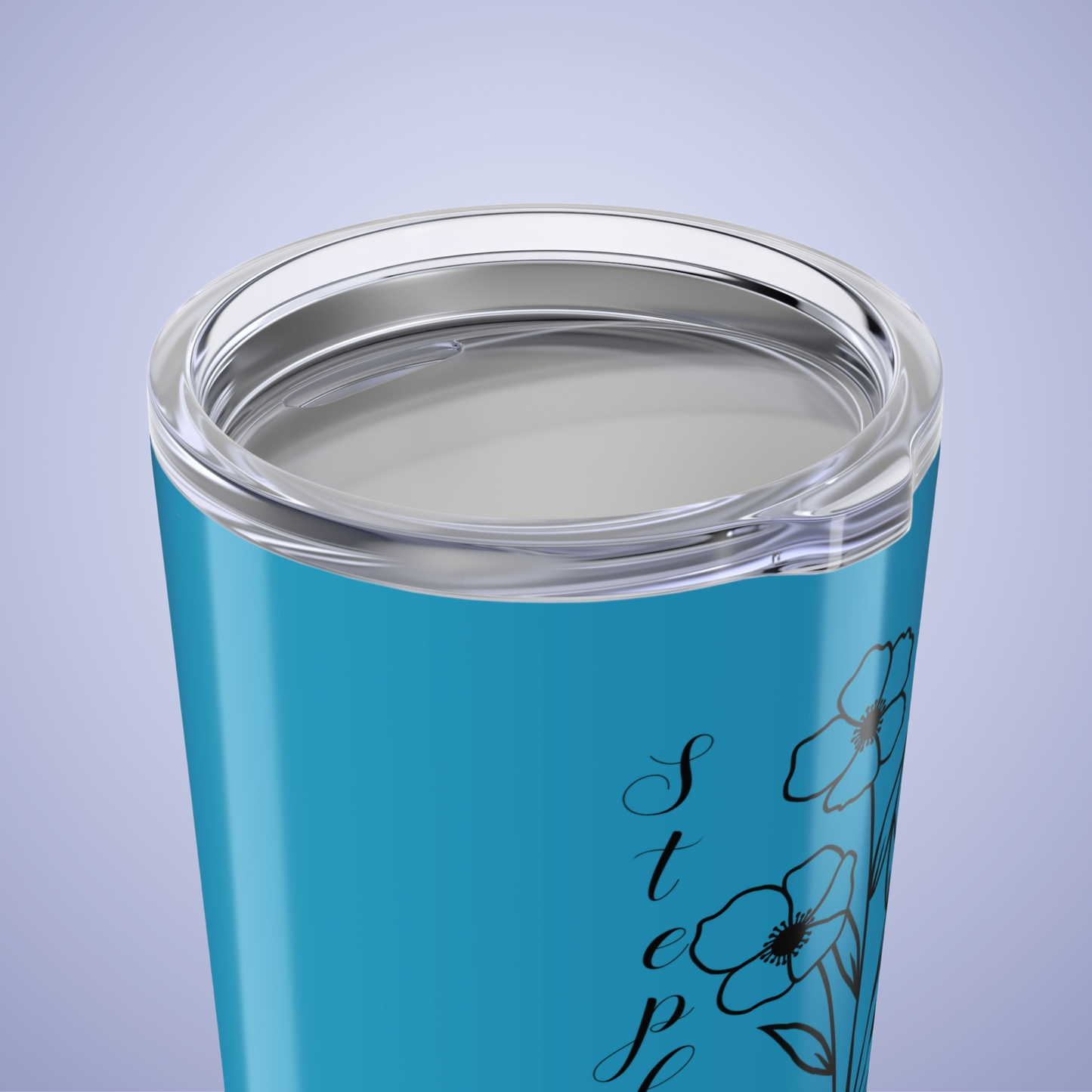 Poppies are Forever Floral Personalized Name Tumbler Turquoise Birthday Gift